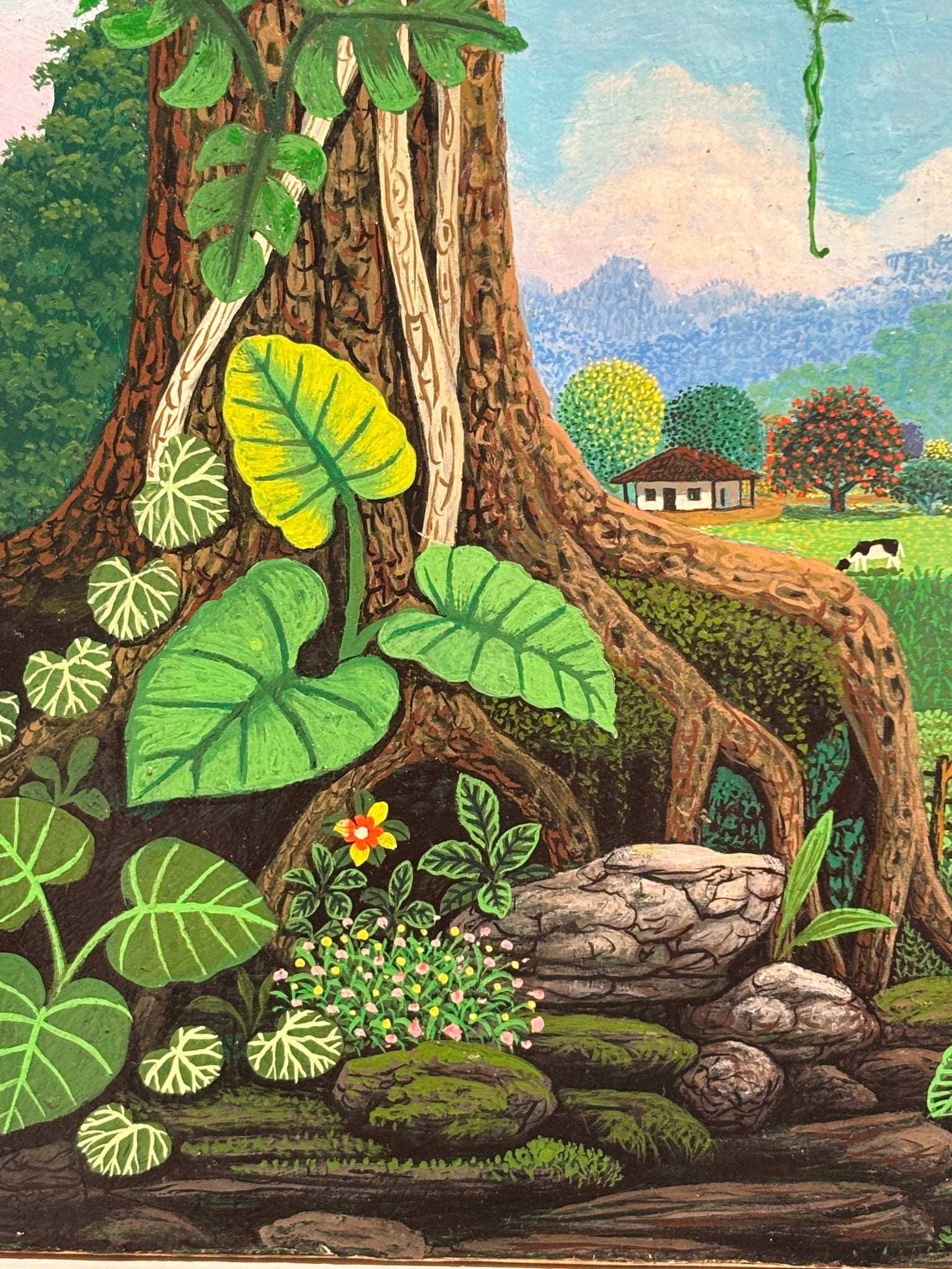 Original Painting "Mother is Calling - Lunchtime" by German Ramón Durón 8.4 x 10.4" - ThePopUp Art Gallery