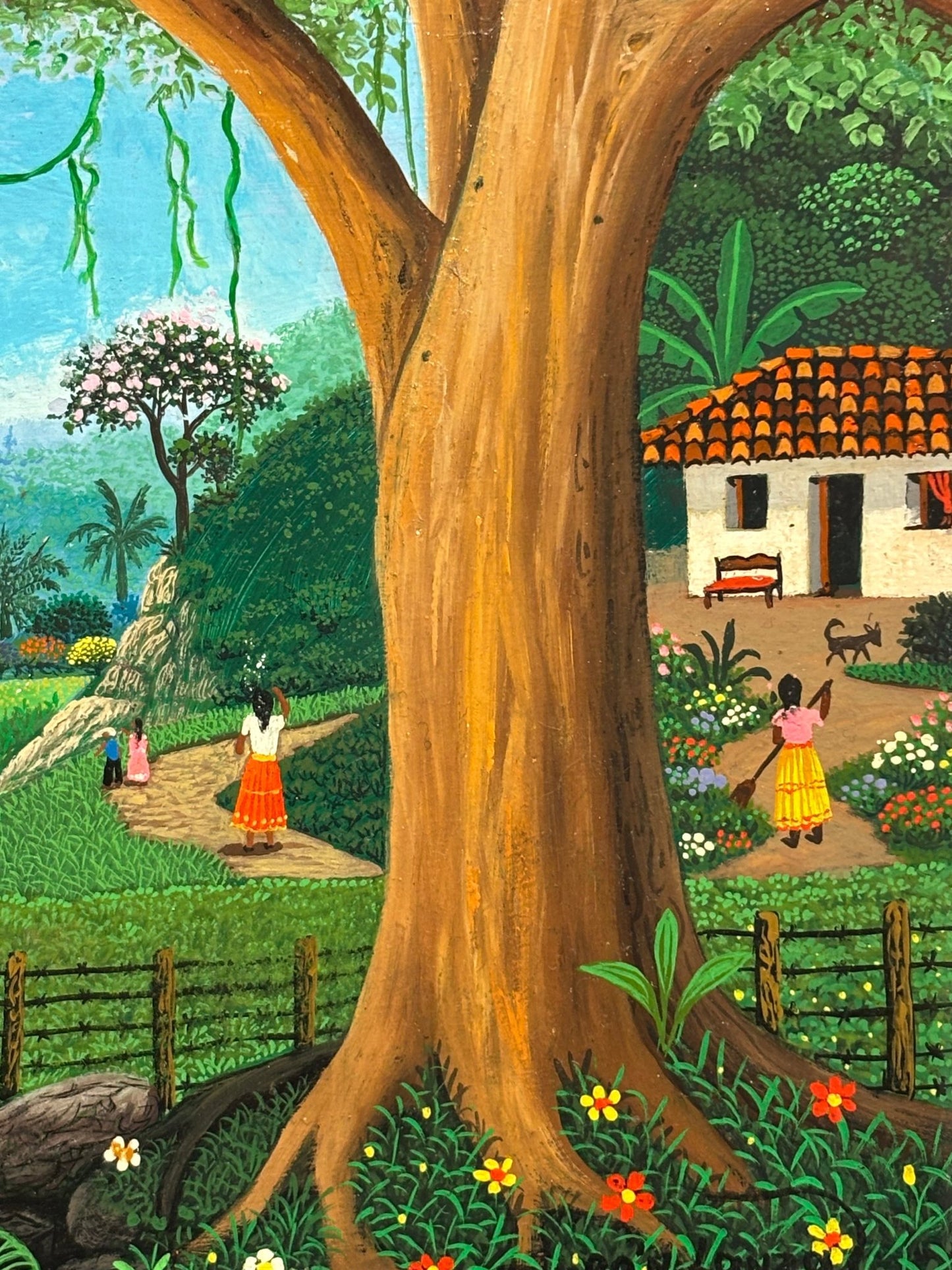 Original Painting "Mother is Calling - Lunchtime" by German Ramón Durón 8.4 x 10.4" - ThePopUp Art Gallery