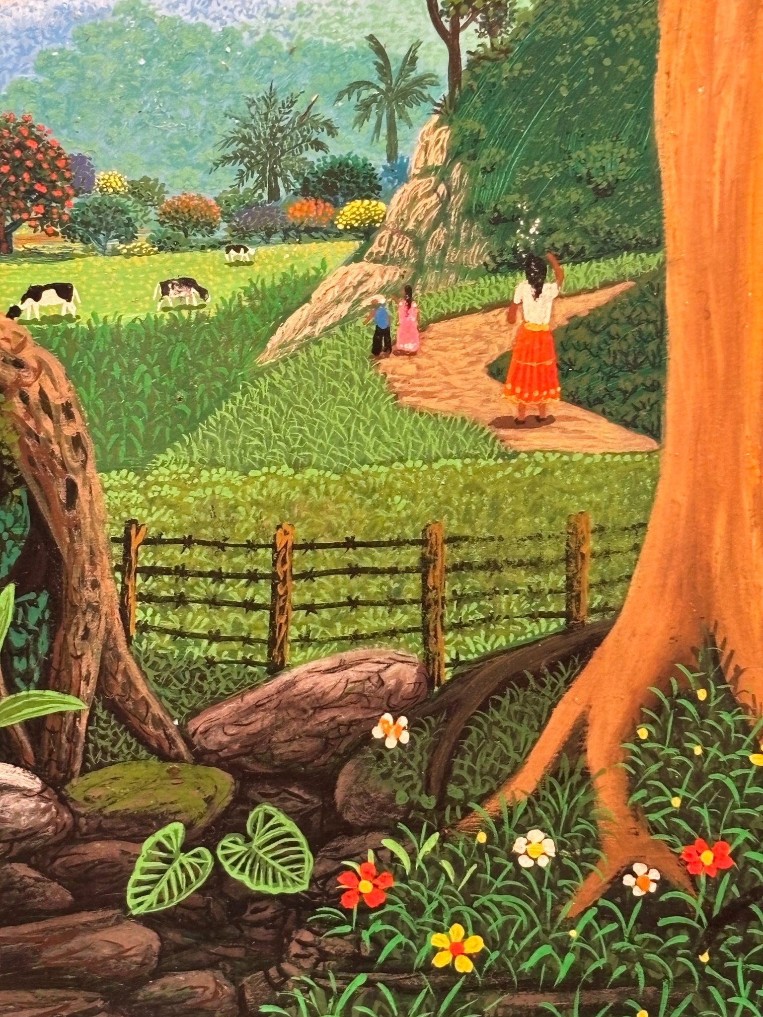 Original Painting "Mother is Calling - Lunchtime" by German Ramón Durón 8.4 x 10.4" - ThePopUp Art Gallery