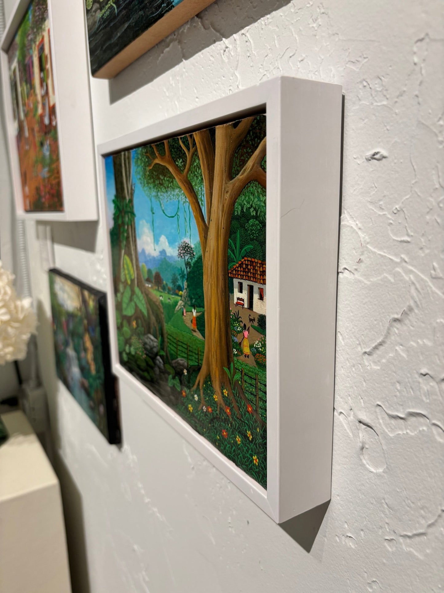 Original Painting "Mother is Calling - Lunchtime" by German Ramón Durón 8.4 x 10.4" - ThePopUp Art Gallery