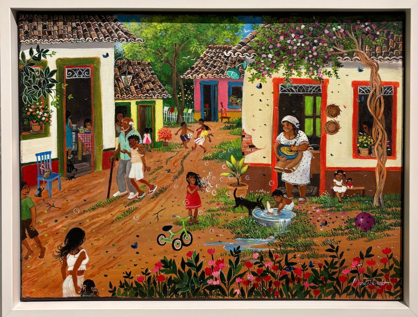 Original Painting "Our Happy Village" by Mara Toledo 11.13"x15.13" - ThePopUp Art Gallery