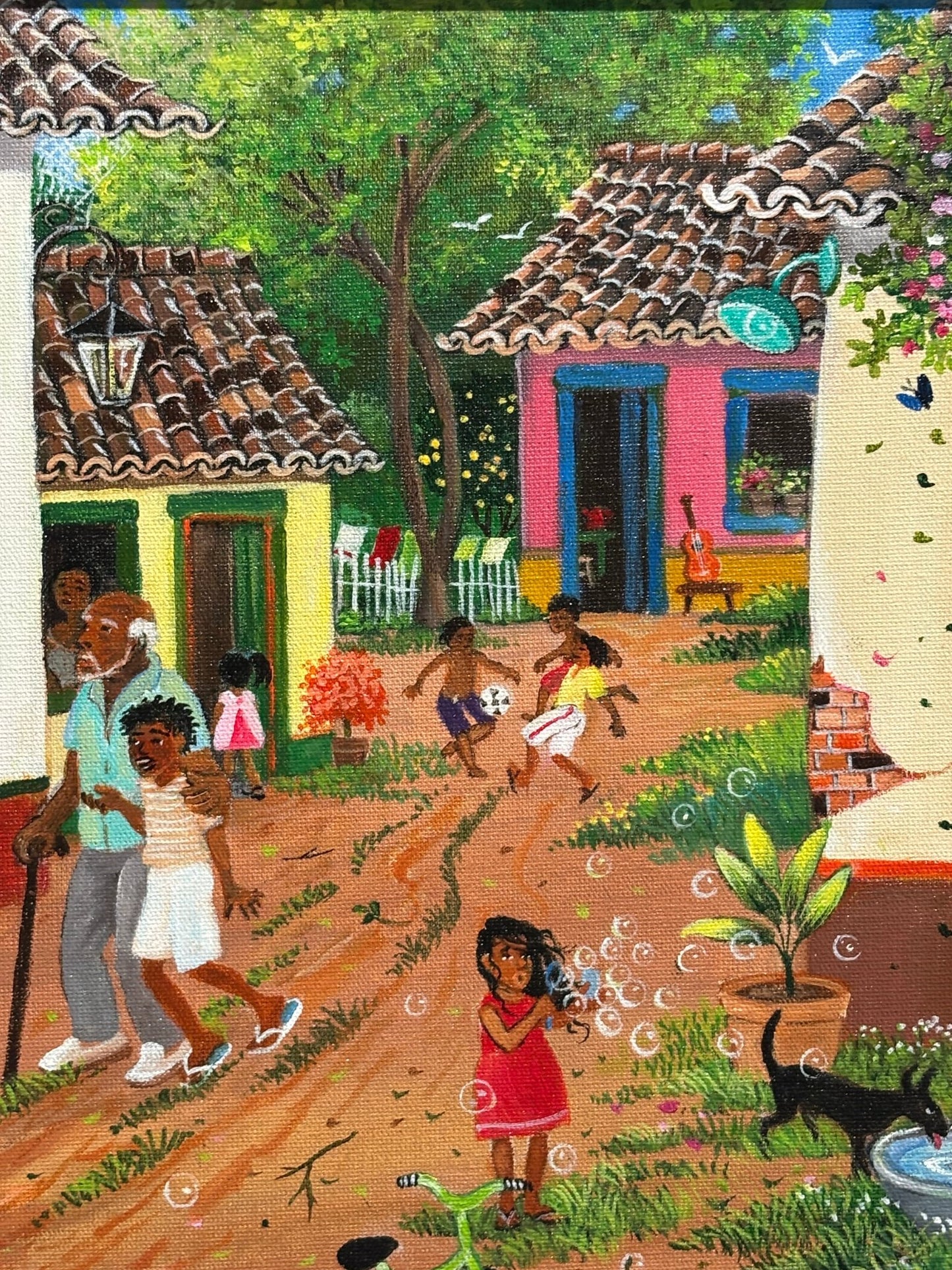 Original Painting "Our Happy Village" by Mara Toledo 11.13"x15.13" - ThePopUp Art Gallery