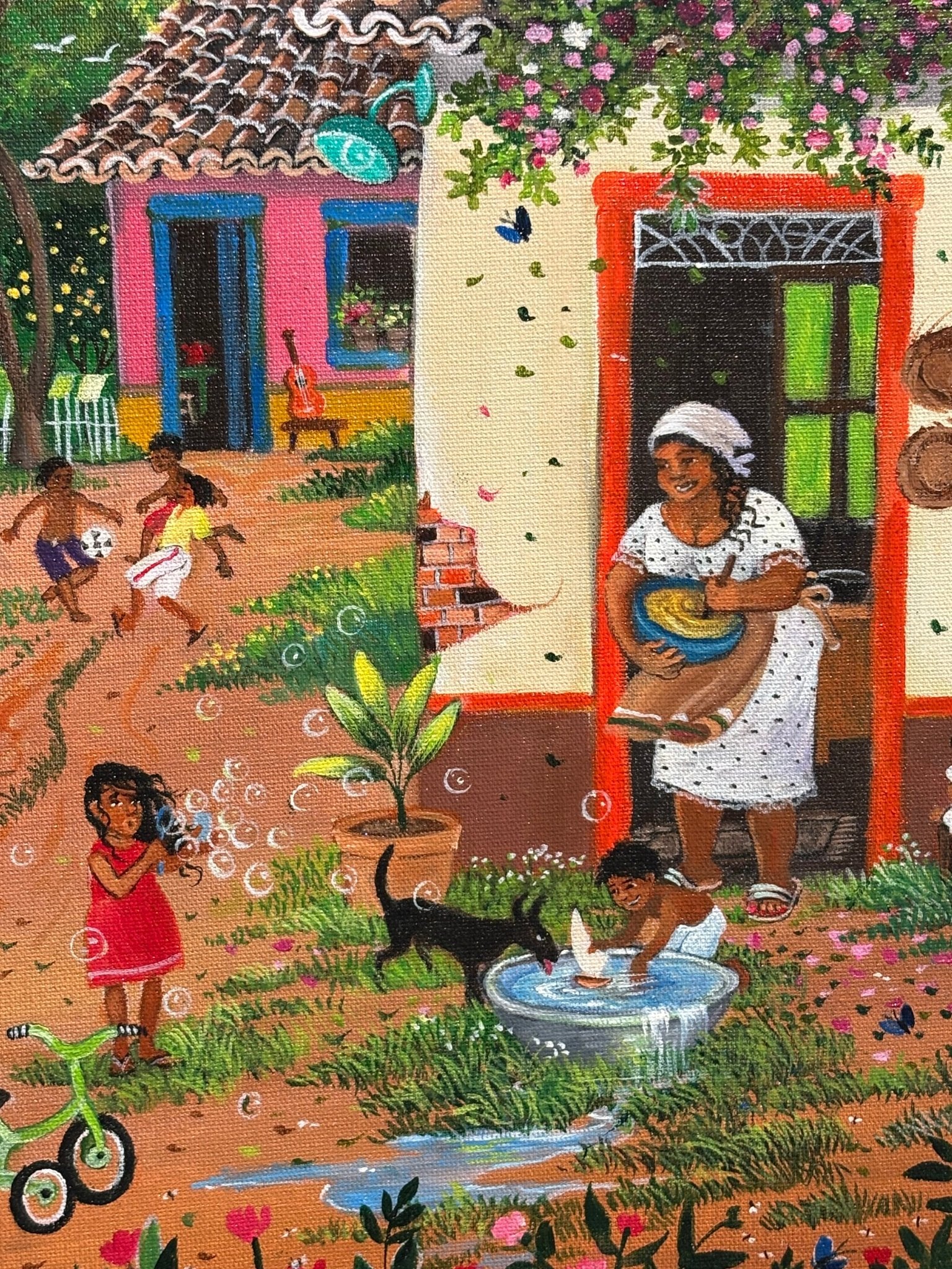 Original Painting "Our Happy Village" by Mara Toledo 11.13"x15.13" - ThePopUp Art Gallery