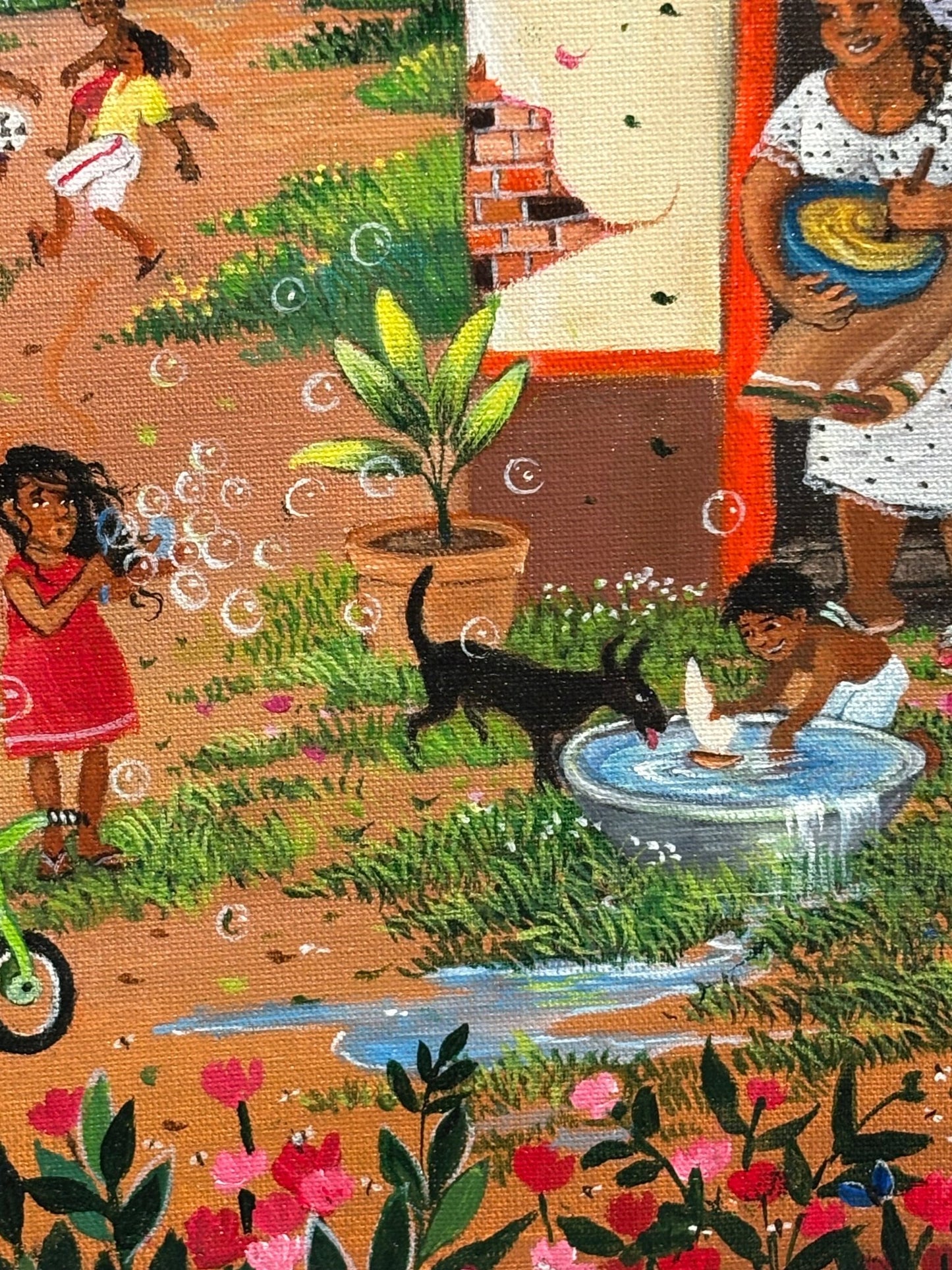 Original Painting "Our Happy Village" by Mara Toledo 11.13"x15.13" - ThePopUp Art Gallery