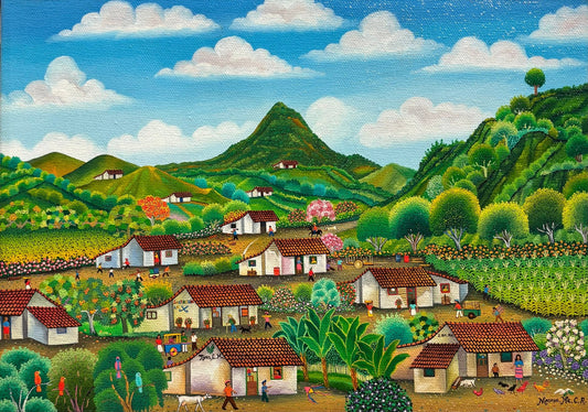 Original Painting "Road to New Guinea" by Noel Calero 8.3"x11.8" - ThePopUp Art Gallery