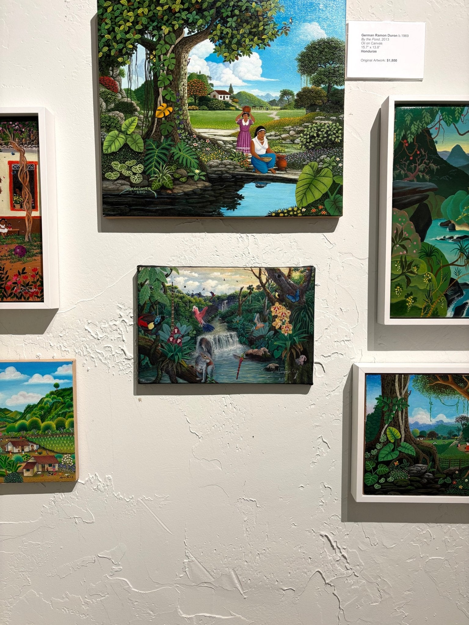 Original, Leather Canvas, "Paradise Along The Amazon" by J. Toaquiza 7.9"x11.8" - ThePopUp Art Gallery