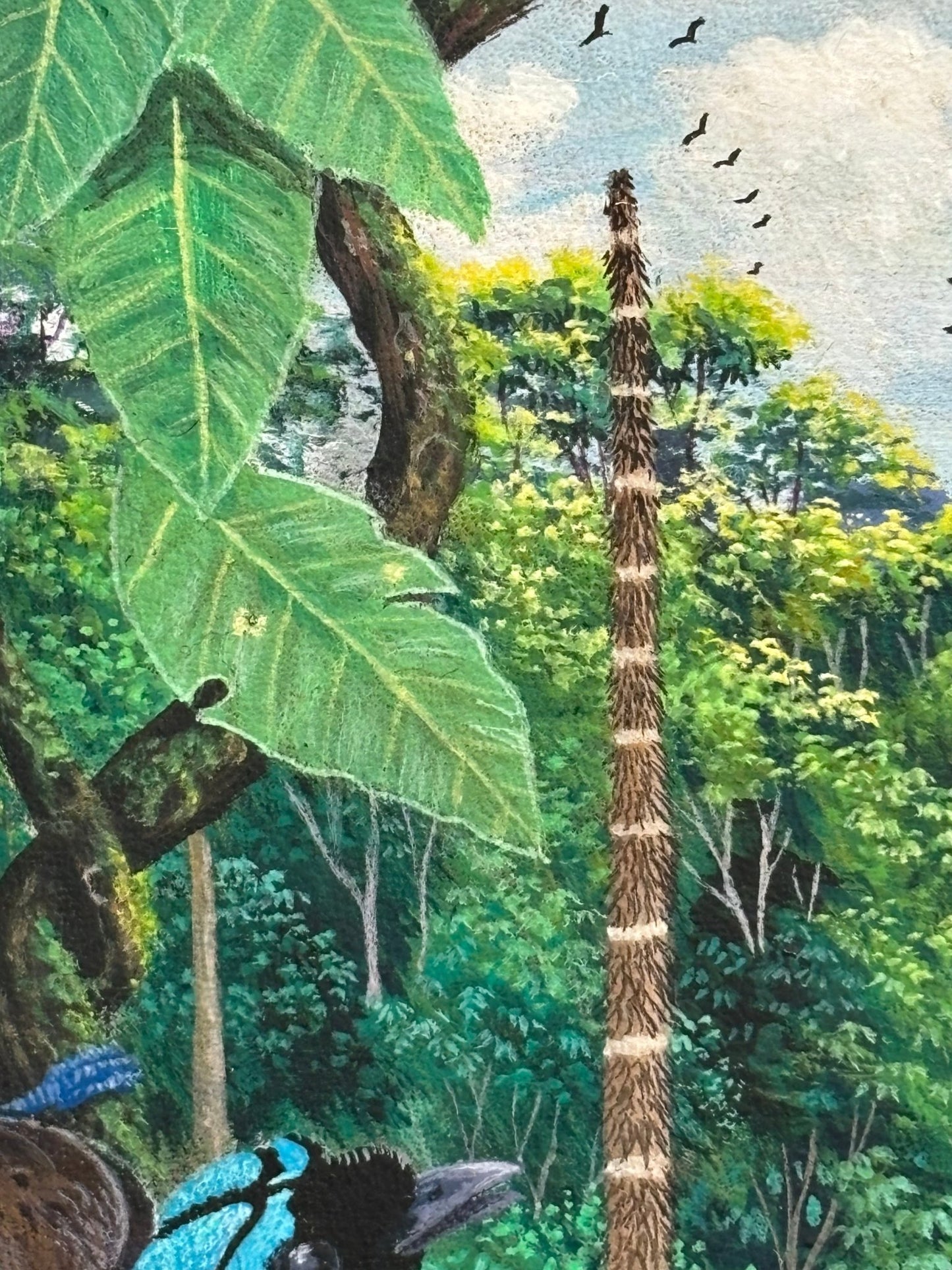 Original, Leather Canvas, "Paradise Along The Amazon" by J. Toaquiza 7.9"x11.8" - ThePopUp Art Gallery