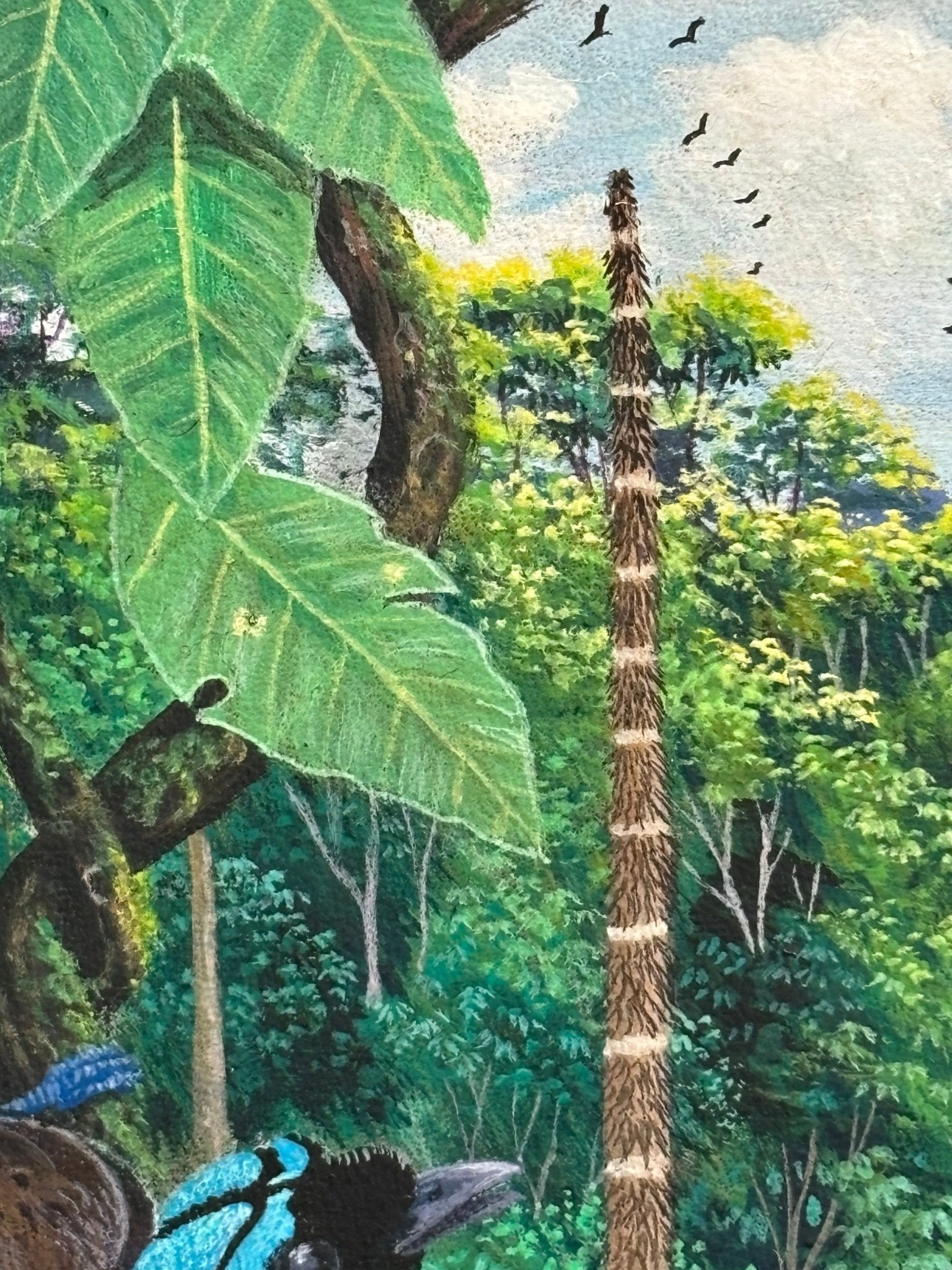 Original, Leather Canvas, "Paradise Along The Amazon" by J. Toaquiza 7.9"x11.8" - ThePopUp Art Gallery