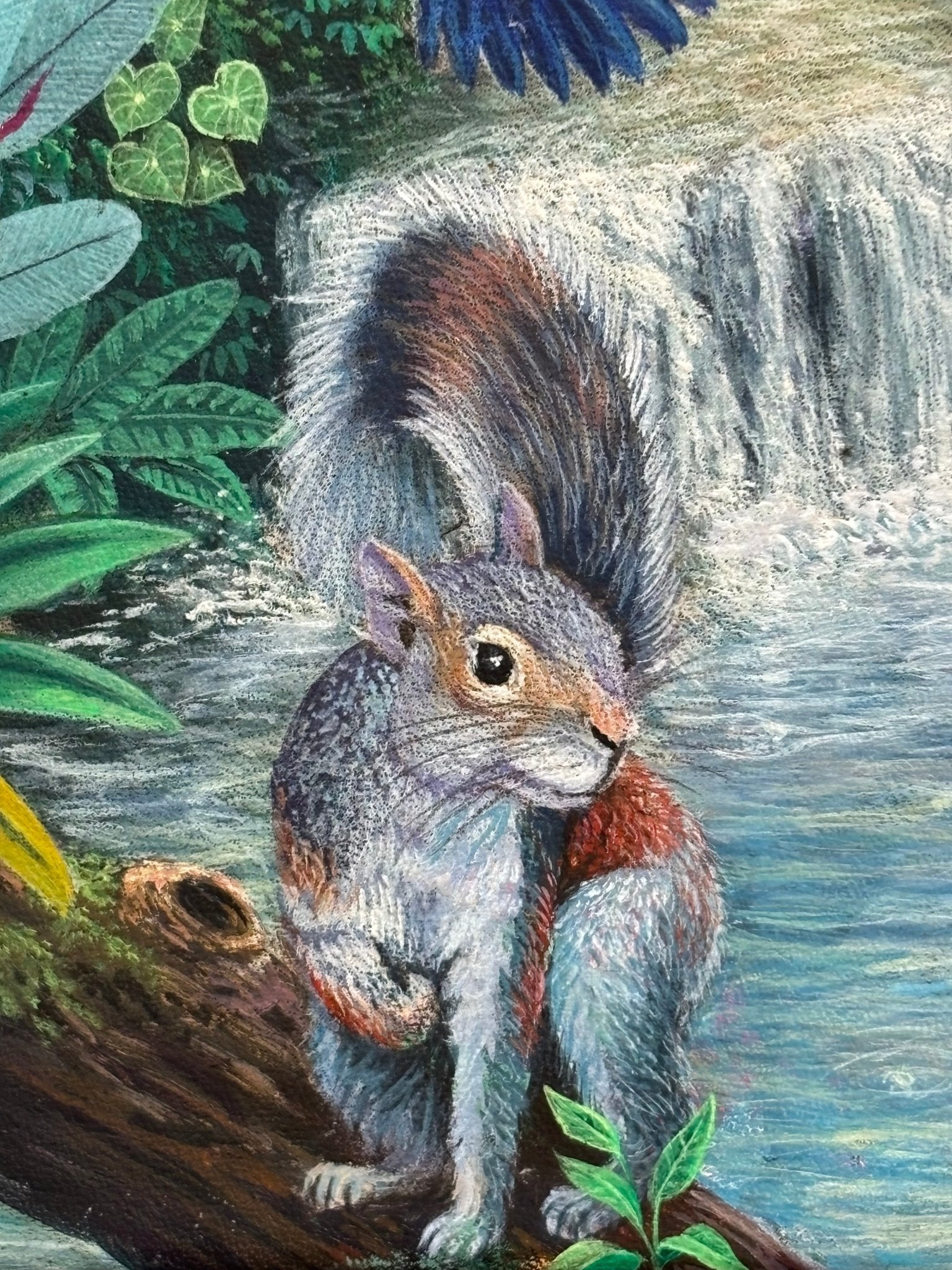 Original, Leather Canvas, "Paradise Along The Amazon" by J. Toaquiza 7.9"x11.8" - ThePopUp Art Gallery