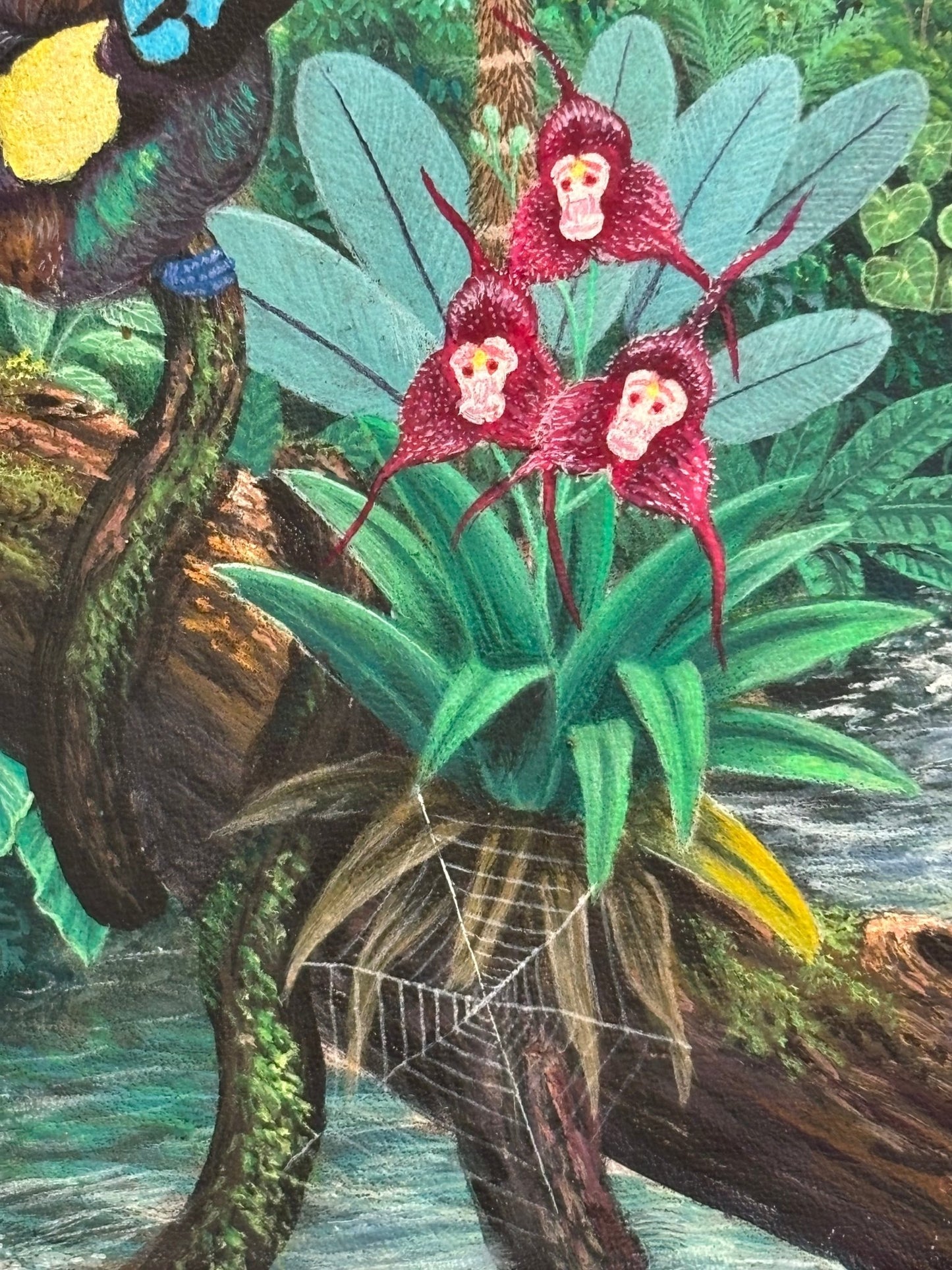 Original, Leather Canvas, "Paradise Along The Amazon" by J. Toaquiza 7.9"x11.8" - ThePopUp Art Gallery