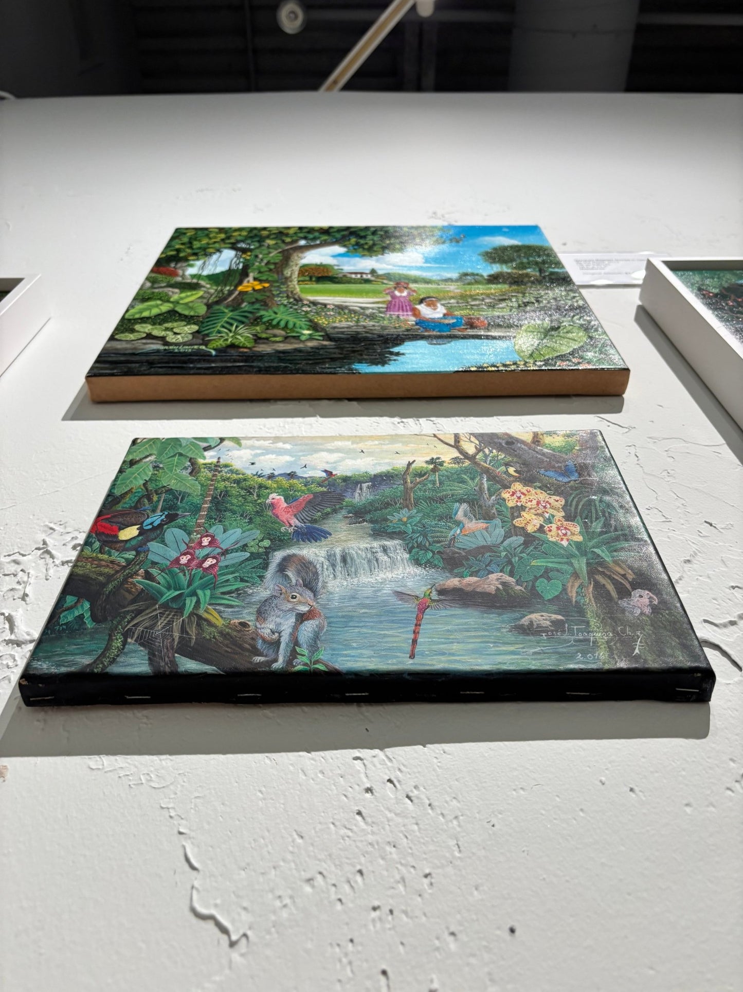 Original, Leather Canvas, "Paradise Along The Amazon" by J. Toaquiza 7.9"x11.8" - ThePopUp Art Gallery