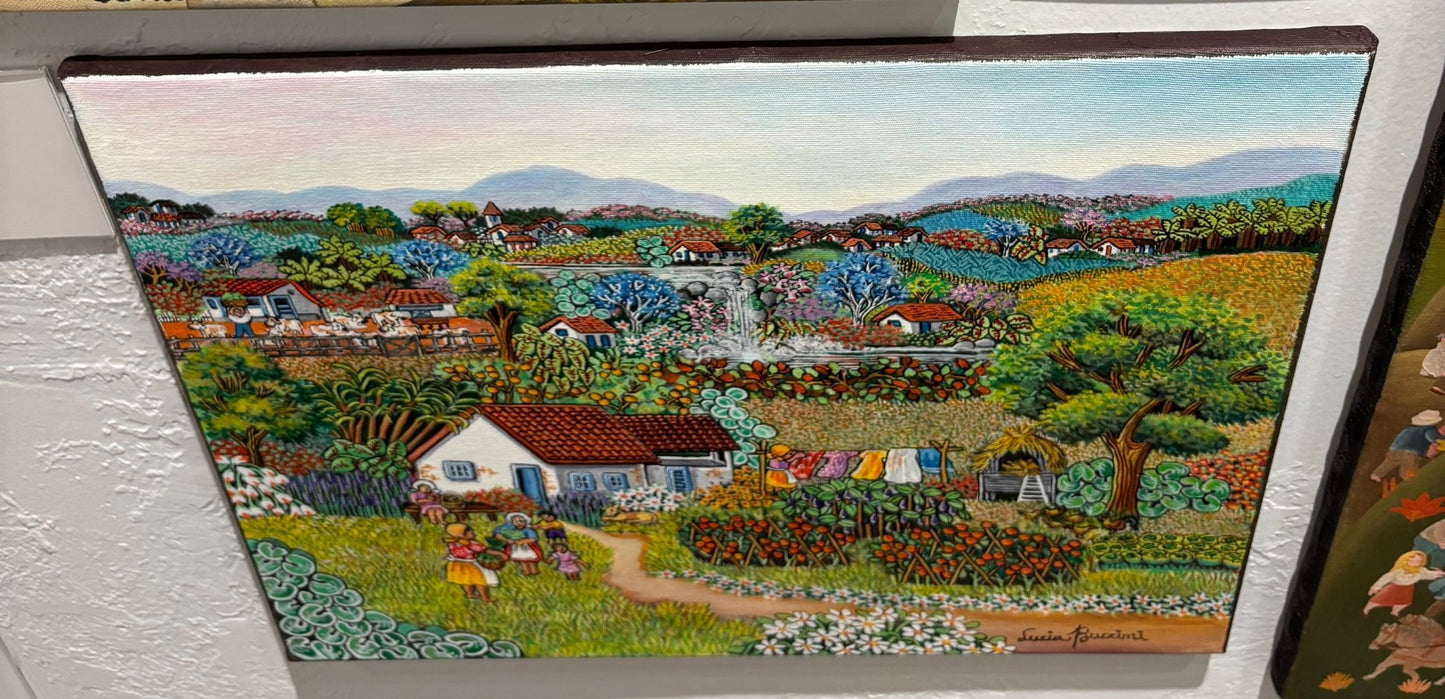 Original Painting "Country House" by Lucia Boccini, Brazil, 15 3/4" x 19 3/4" - ThePopUp Art Gallery