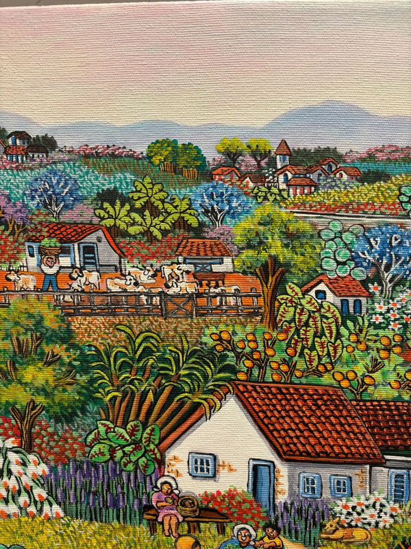 Original Painting "Country House" by Lucia Boccini, Brazil, 15 3/4" x 19 3/4" - ThePopUp Art Gallery