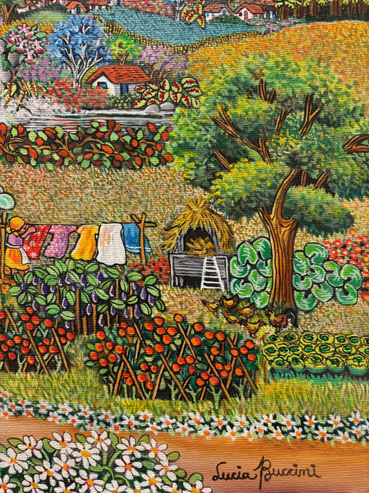 Original Painting "Country House" by Lucia Boccini, Brazil, 15 3/4" x 19 3/4" - ThePopUp Art Gallery