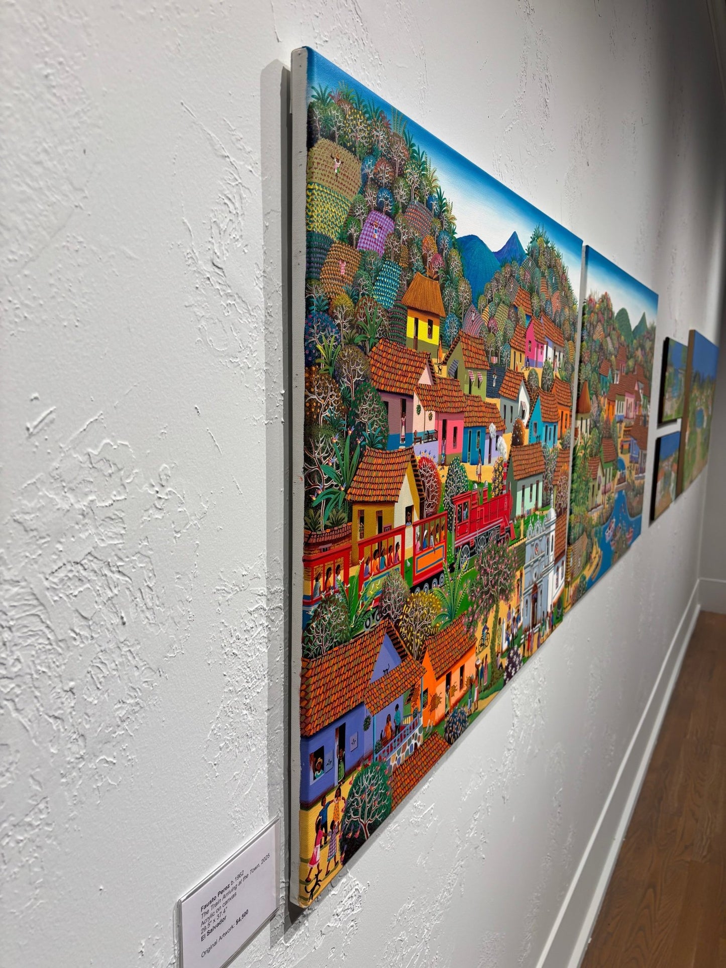 Original Painting "The Train Driving At The Town" by Fausto Perez 29.5" x 37.4" - ThePopUp Art Gallery