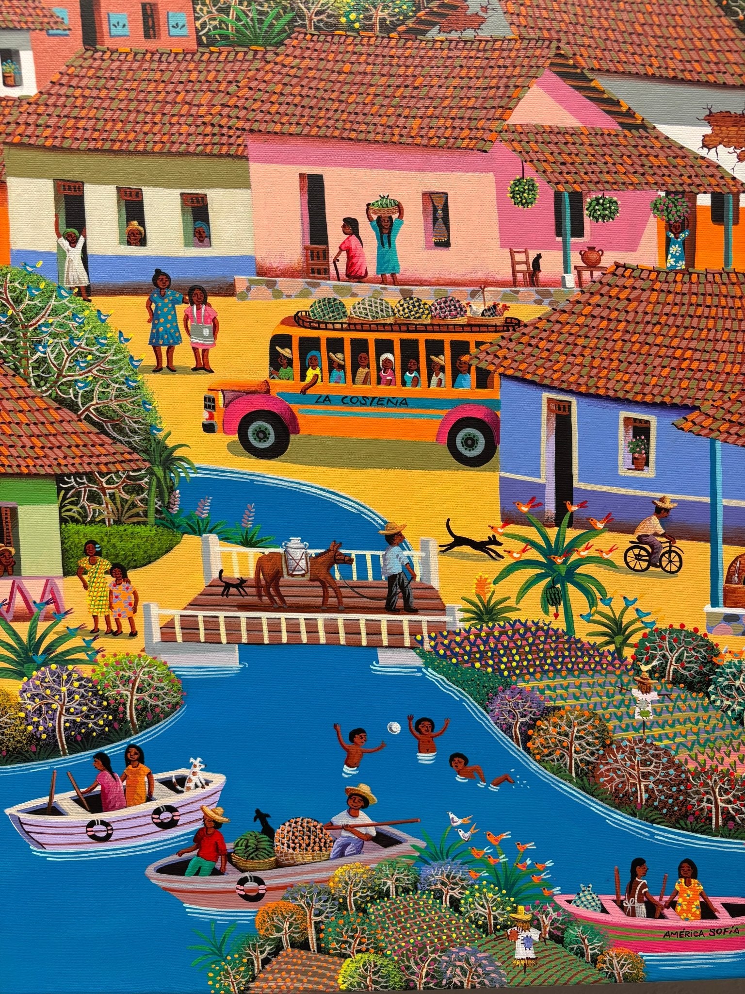 Original Painting "America Sofia" by Fausto Perez 29.5" x 37.4" - ThePopUp Art Gallery