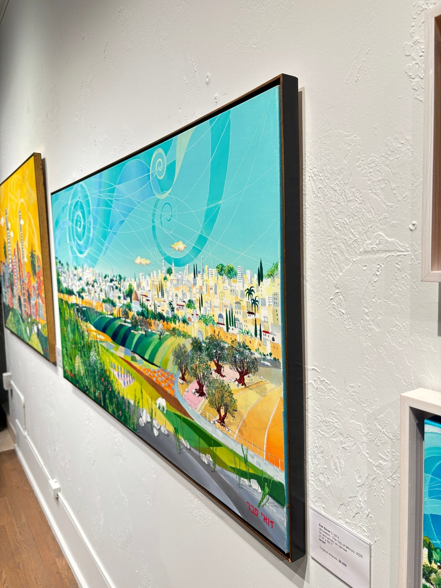 Original Painting "Jerusalem - The City of Mirrors" by Zoe Sever 31.5" x 59.1" - ThePopUp Art Gallery