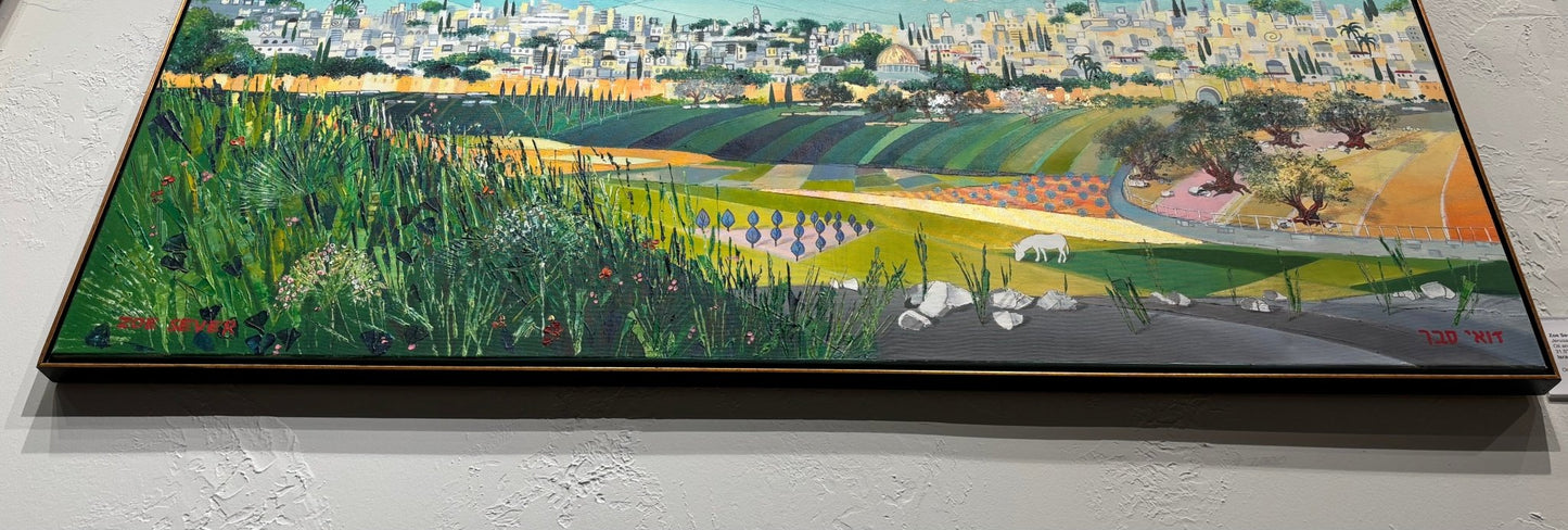 Original Painting "Jerusalem - The City of Mirrors" by Zoe Sever 31.5" x 59.1" - ThePopUp Art Gallery