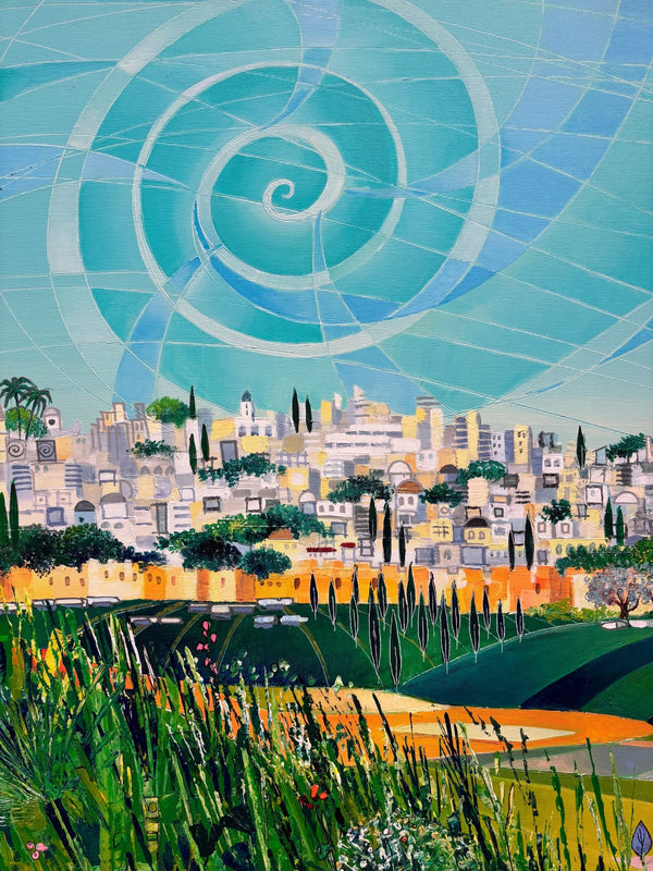 Original Painting "Jerusalem - The City of Mirrors" by Zoe Sever 31.5" x 59.1" - ThePopUp Art Gallery