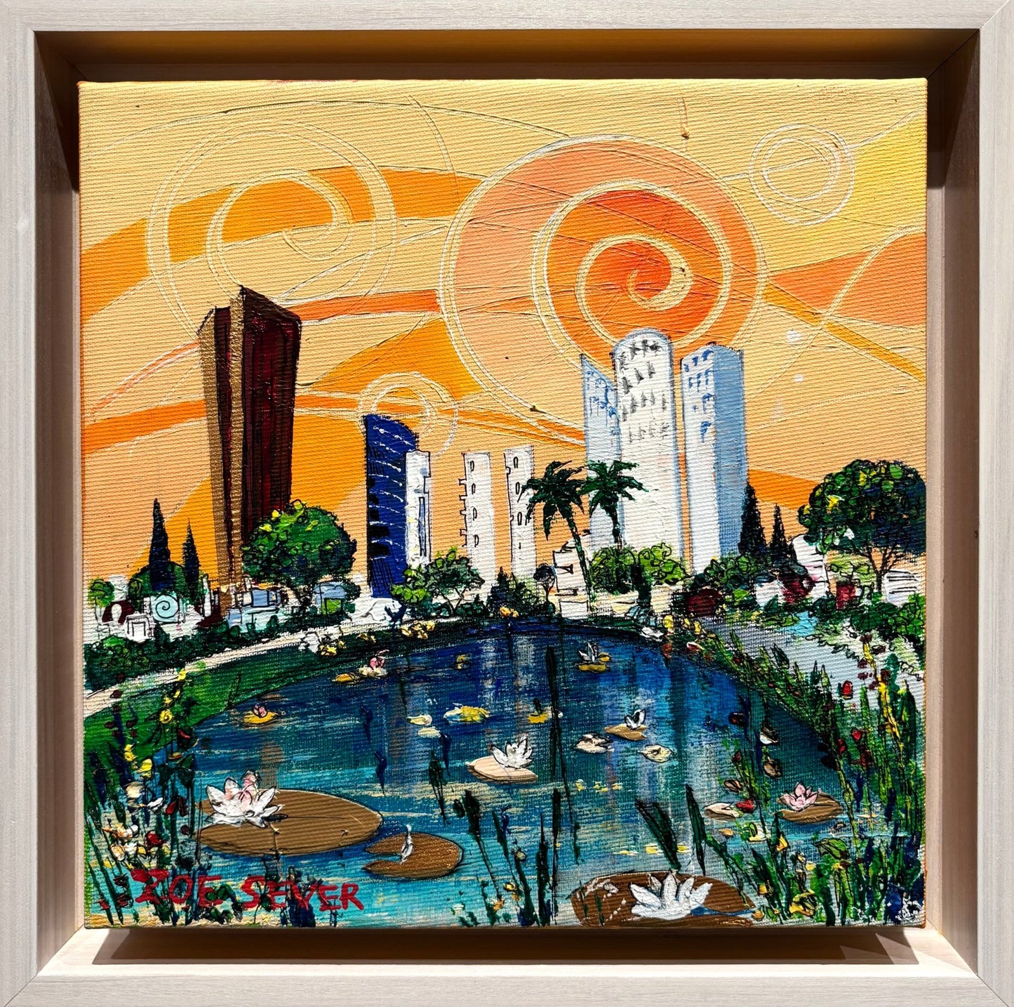 Original Painting "Flowers of Sarona" by Zoe Sever 9.8” x 9.8” - ThePopUp Art Gallery