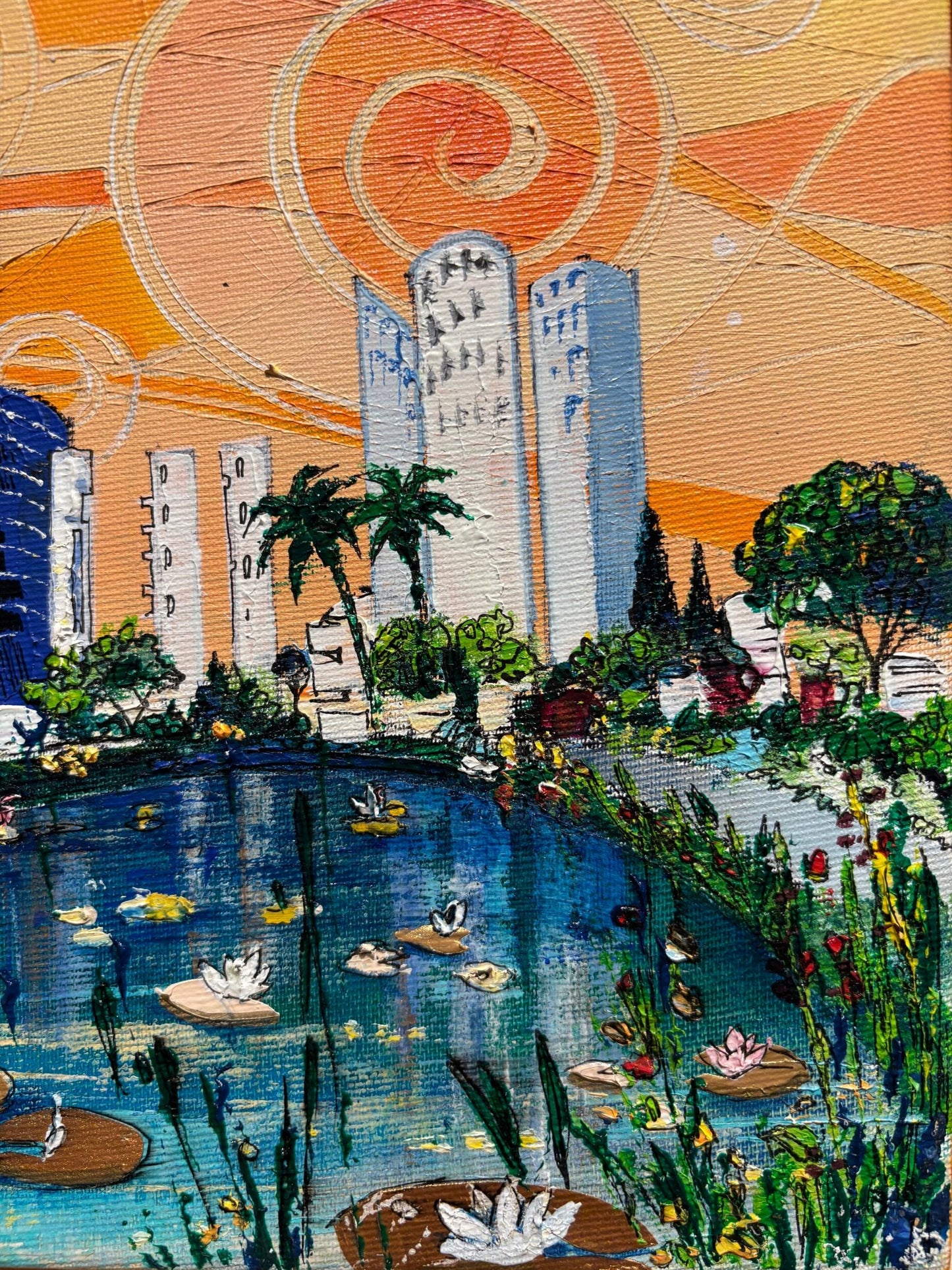 Original Painting "Flowers of Sarona" by Zoe Sever 9.8” x 9.8” - ThePopUp Art Gallery