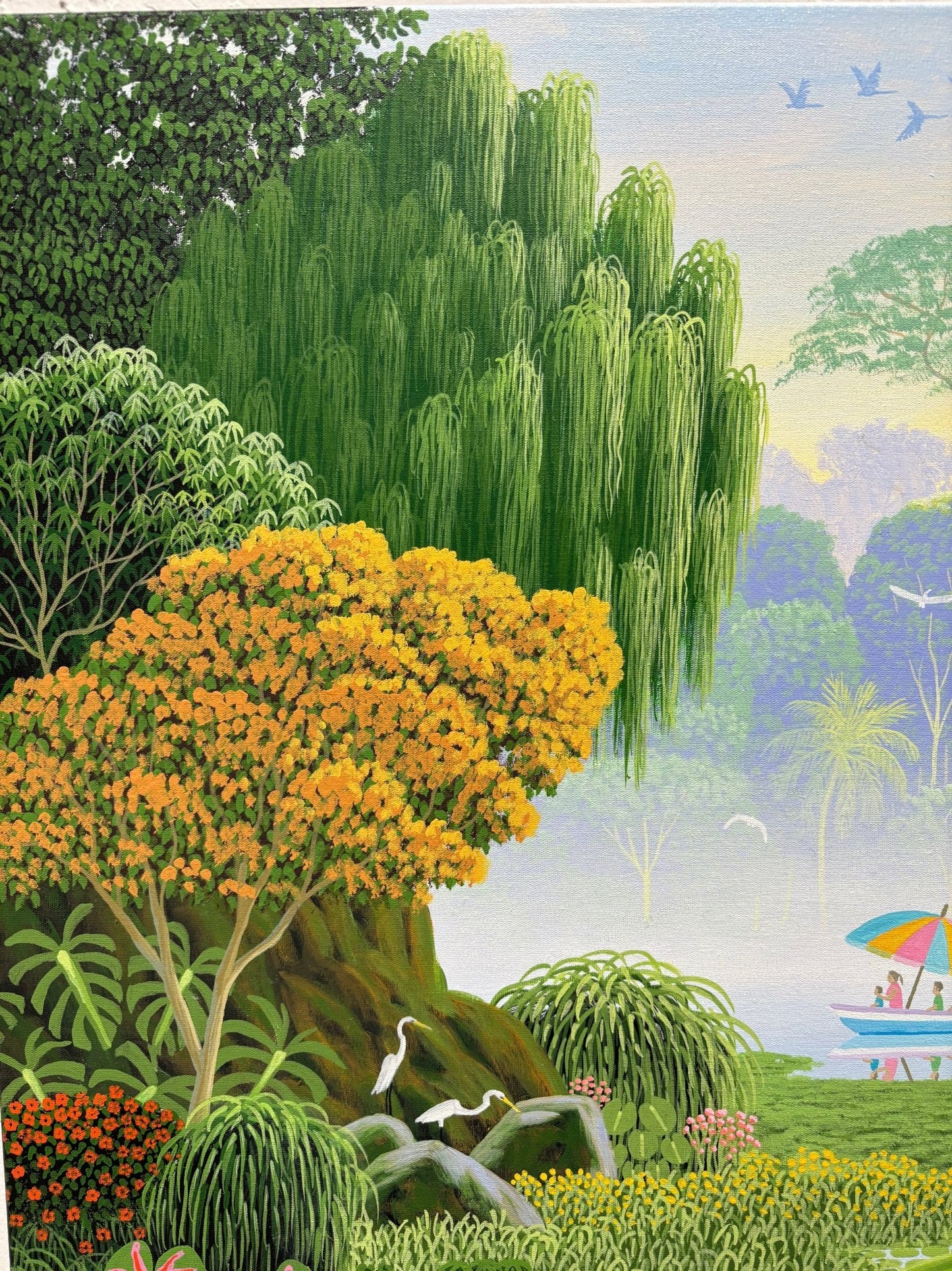 Original painting "Transporting Green Coconuts" by Edivaldo Barbosa de Souza 23.6” x 47.2” - ThePopUp Art Gallery