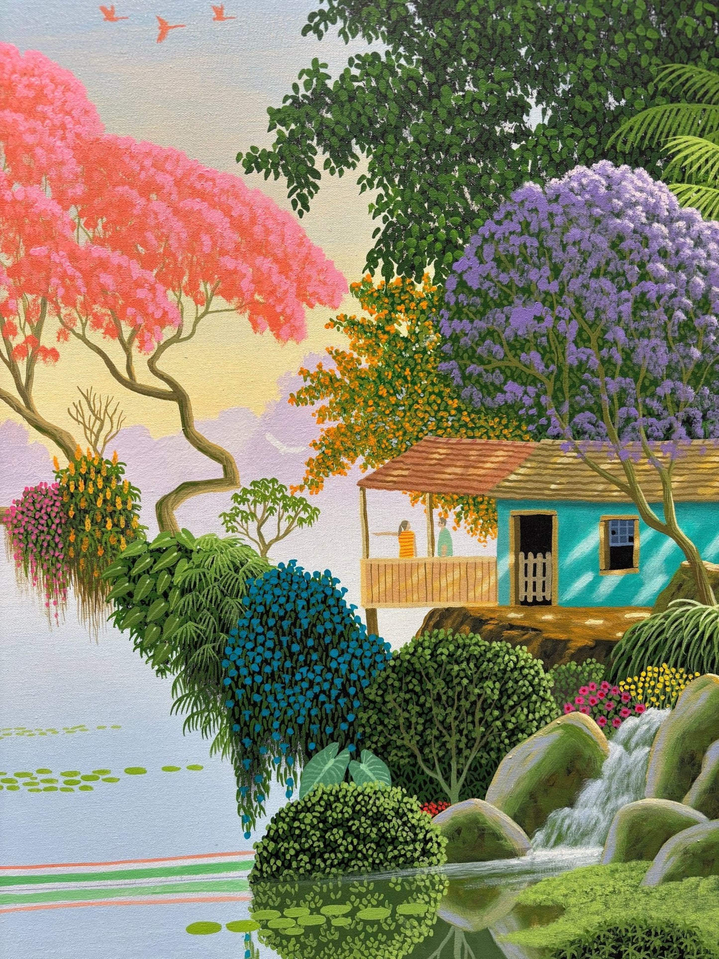 Original painting "Transporting Green Coconuts" by Edivaldo Barbosa de Souza 23.6” x 47.2” - ThePopUp Art Gallery