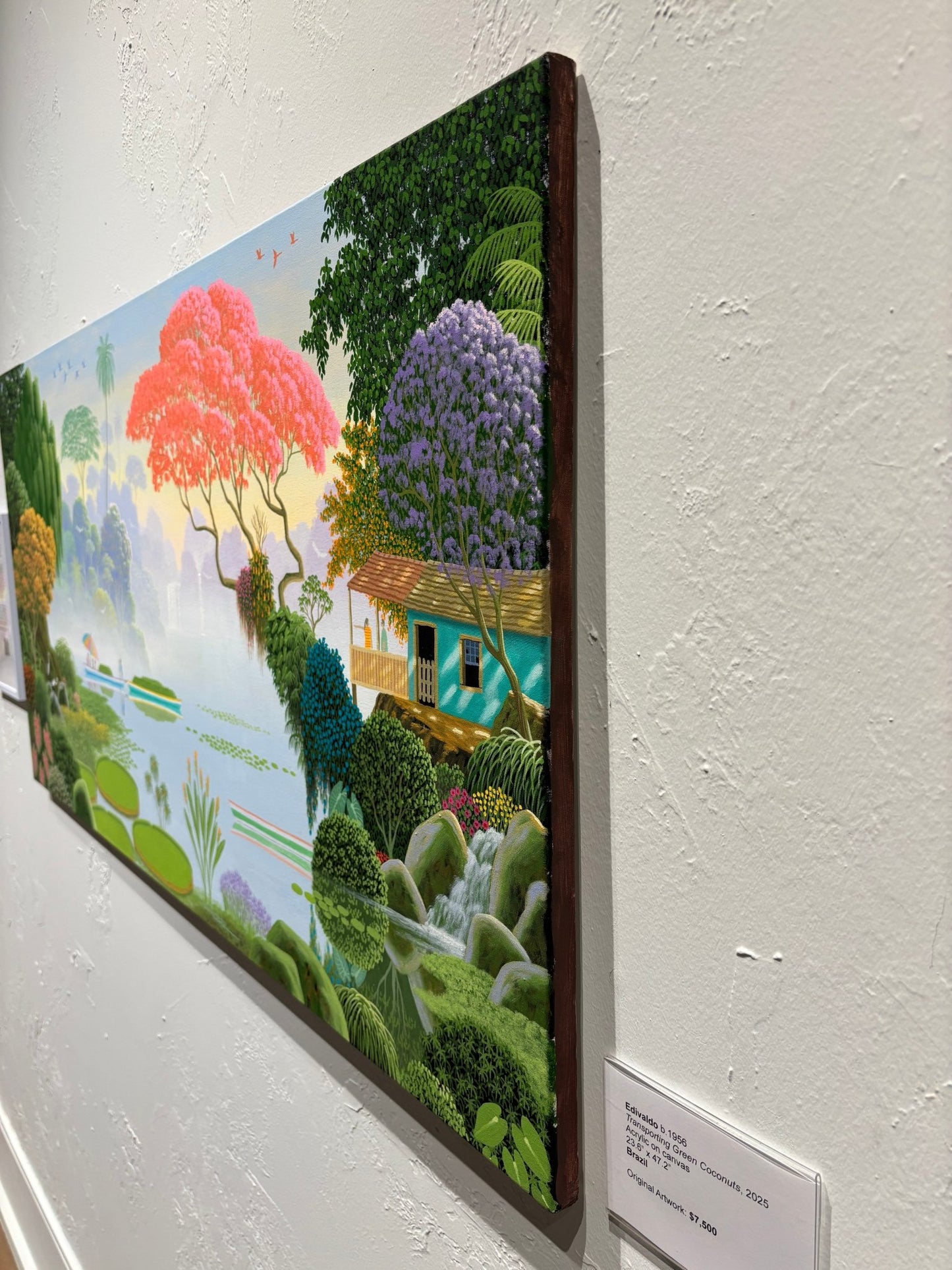 Original painting "Transporting Green Coconuts" by Edivaldo Barbosa de Souza 23.6” x 47.2” - ThePopUp Art Gallery