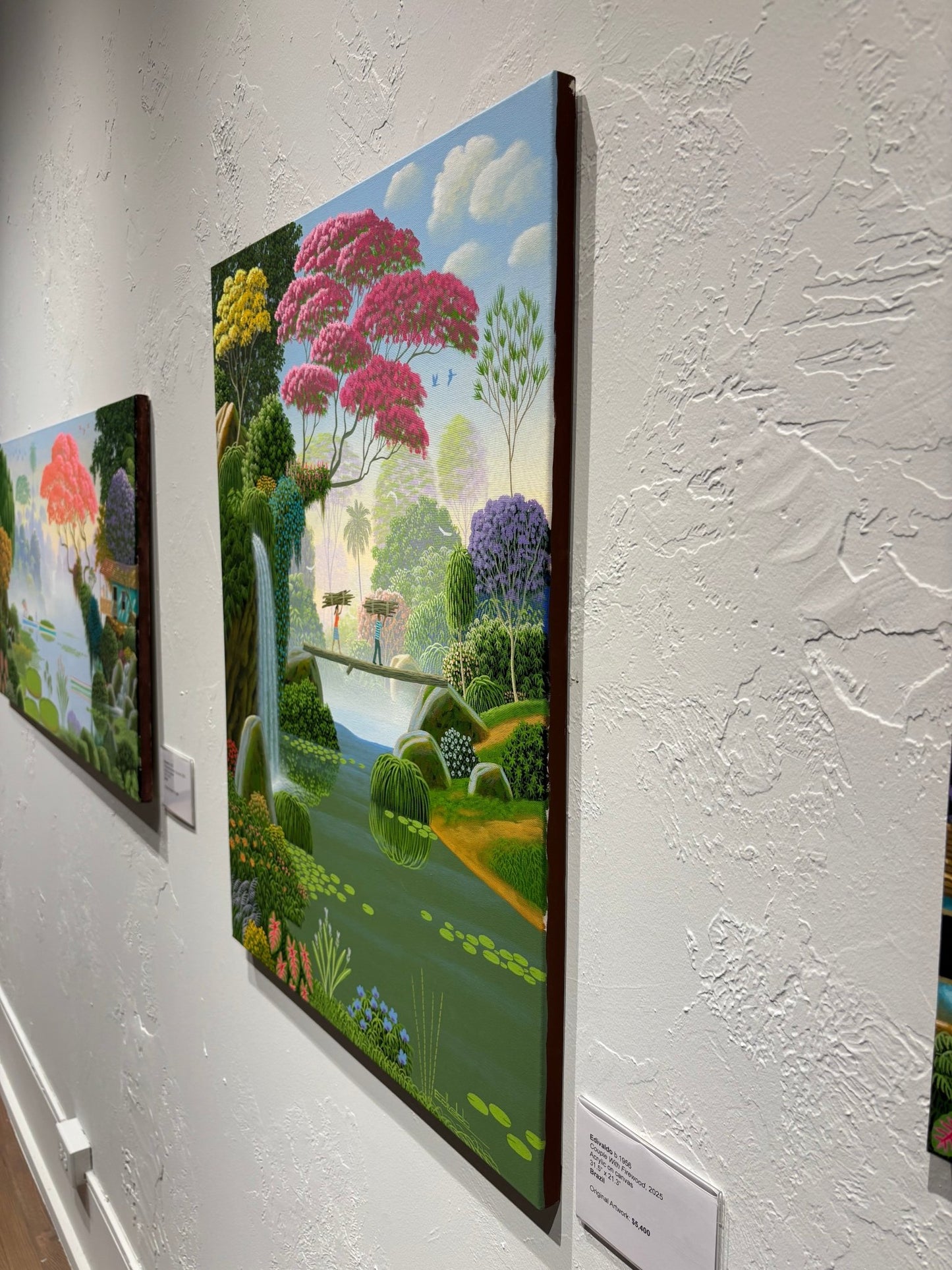 Original Painting "Couple with Firewood" by Edivaldo Barbosa de Souza 31 1/2" x 21 5/16" - ThePopUp Art Gallery