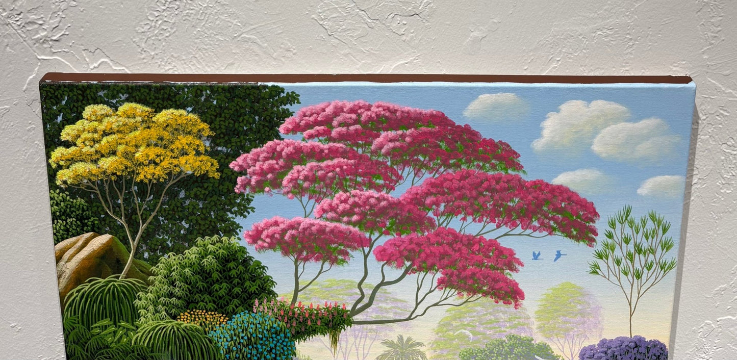 Original Painting "Couple with Firewood" by Edivaldo Barbosa de Souza 31 1/2" x 21 5/16" - ThePopUp Art Gallery