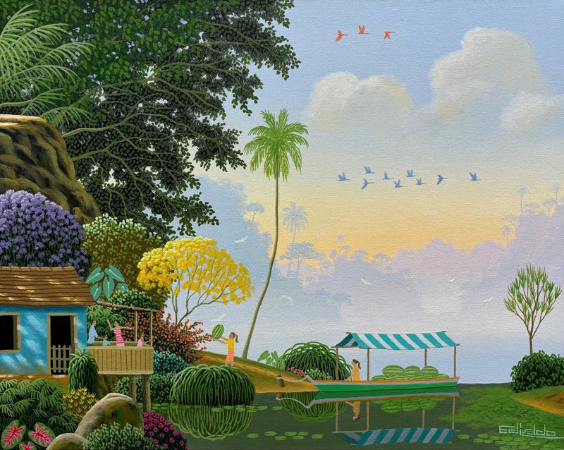 Original Painting "Watermelon Seller" by Edivaldo Barbosa de Souza 15.7” x 19.7” - ThePopUp Art Gallery