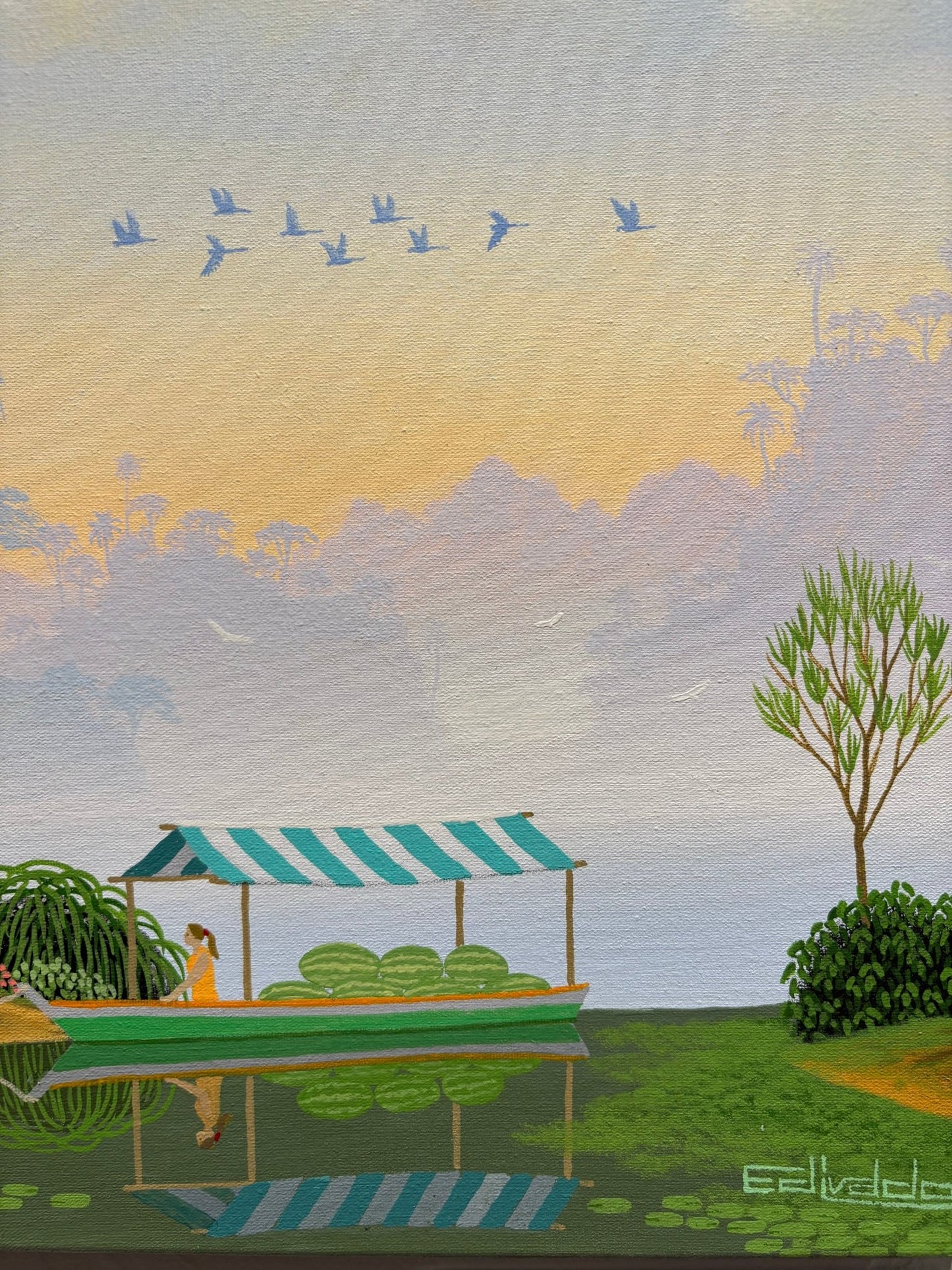 Original Painting "Watermelon Seller" by Edivaldo Barbosa de Souza 15.7” x 19.7” - ThePopUp Art Gallery