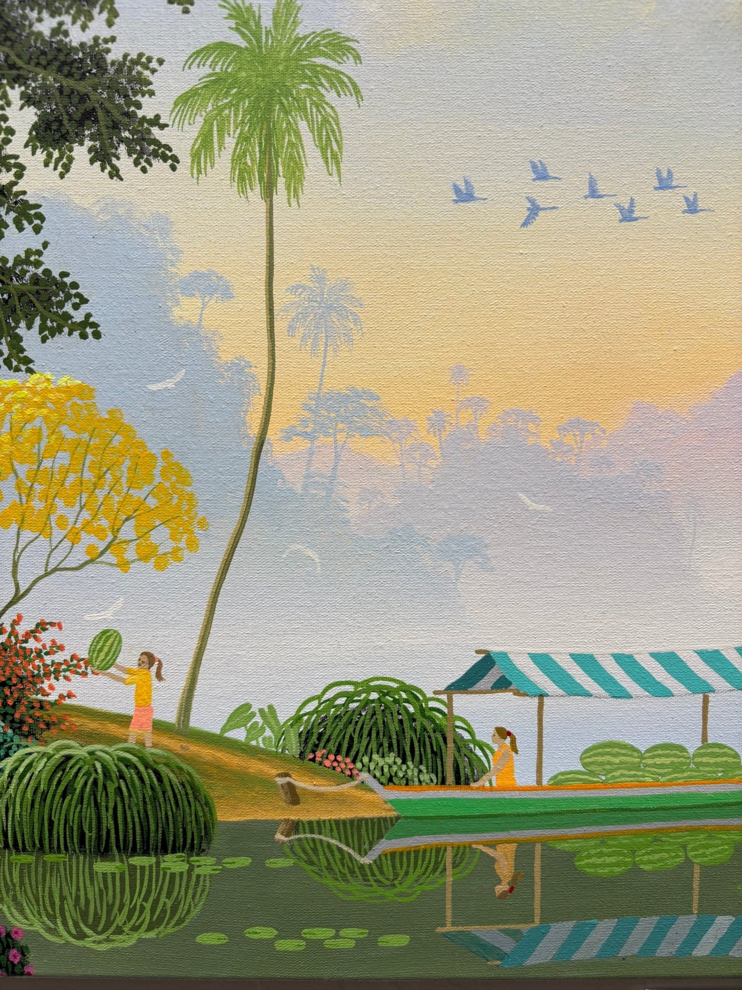 Original Painting "Watermelon Seller" by Edivaldo Barbosa de Souza 15.7” x 19.7” - ThePopUp Art Gallery