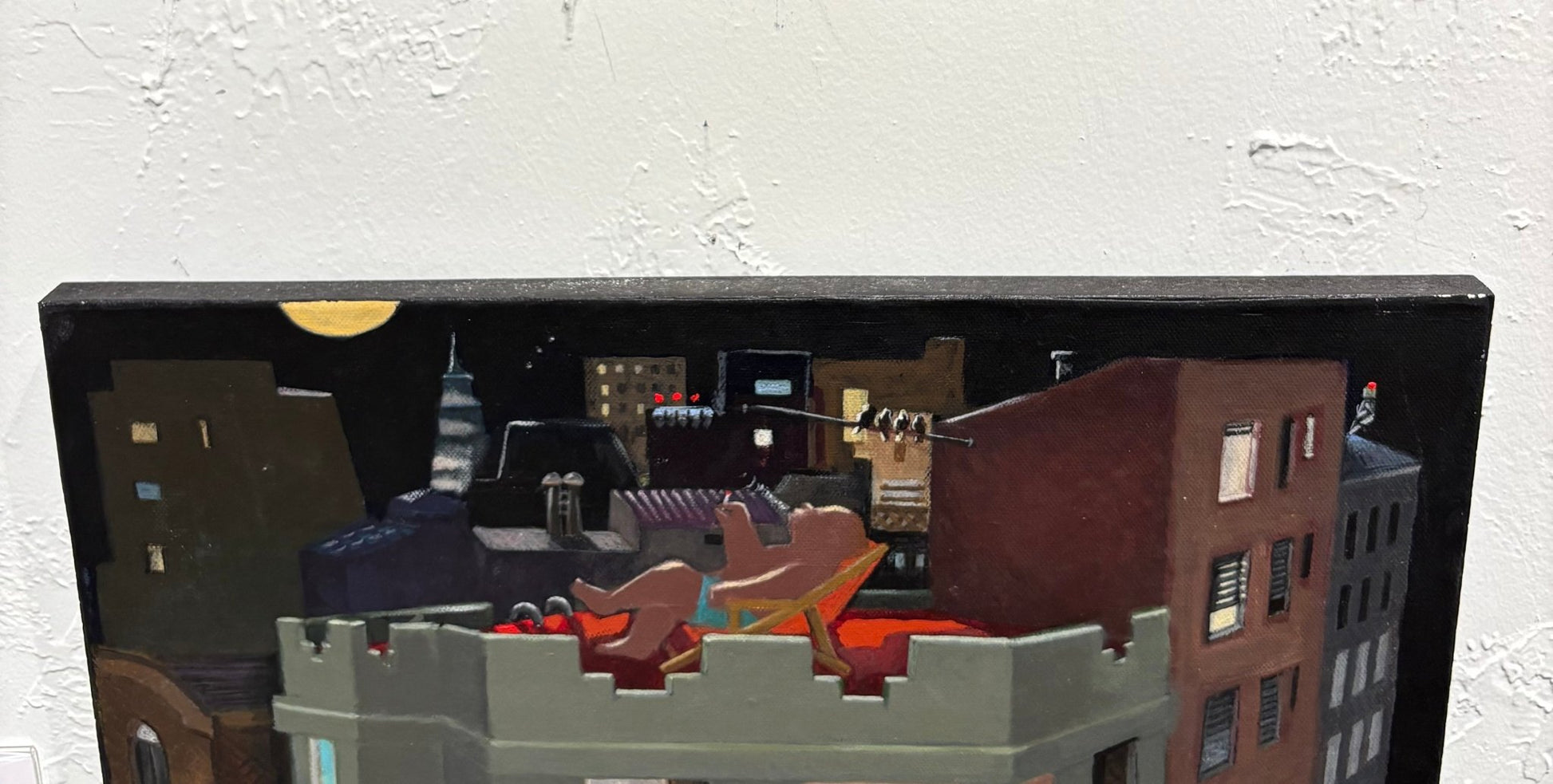 Original Painting "Pizza Delivery" by Eduardo Ungar 23.6” x 19.7” - ThePopUp Art Gallery