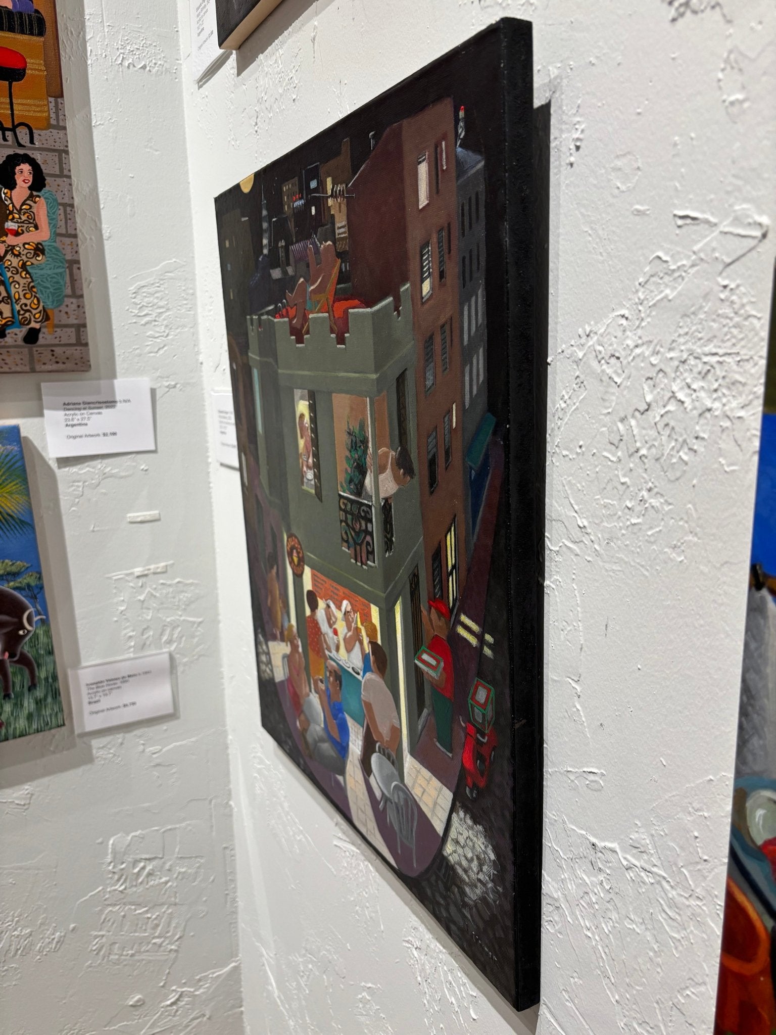 Original Painting "Pizza Delivery" by Eduardo Ungar 23.6” x 19.7” - ThePopUp Art Gallery