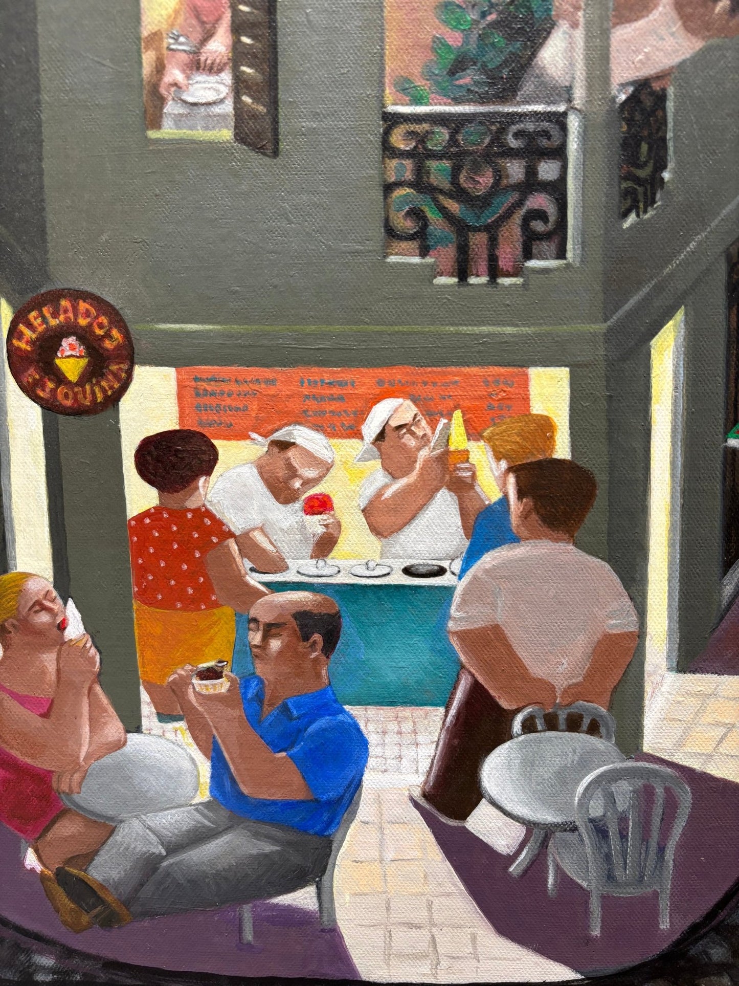 Original Painting "Pizza Delivery" by Eduardo Ungar 23.6” x 19.7” - ThePopUp Art Gallery