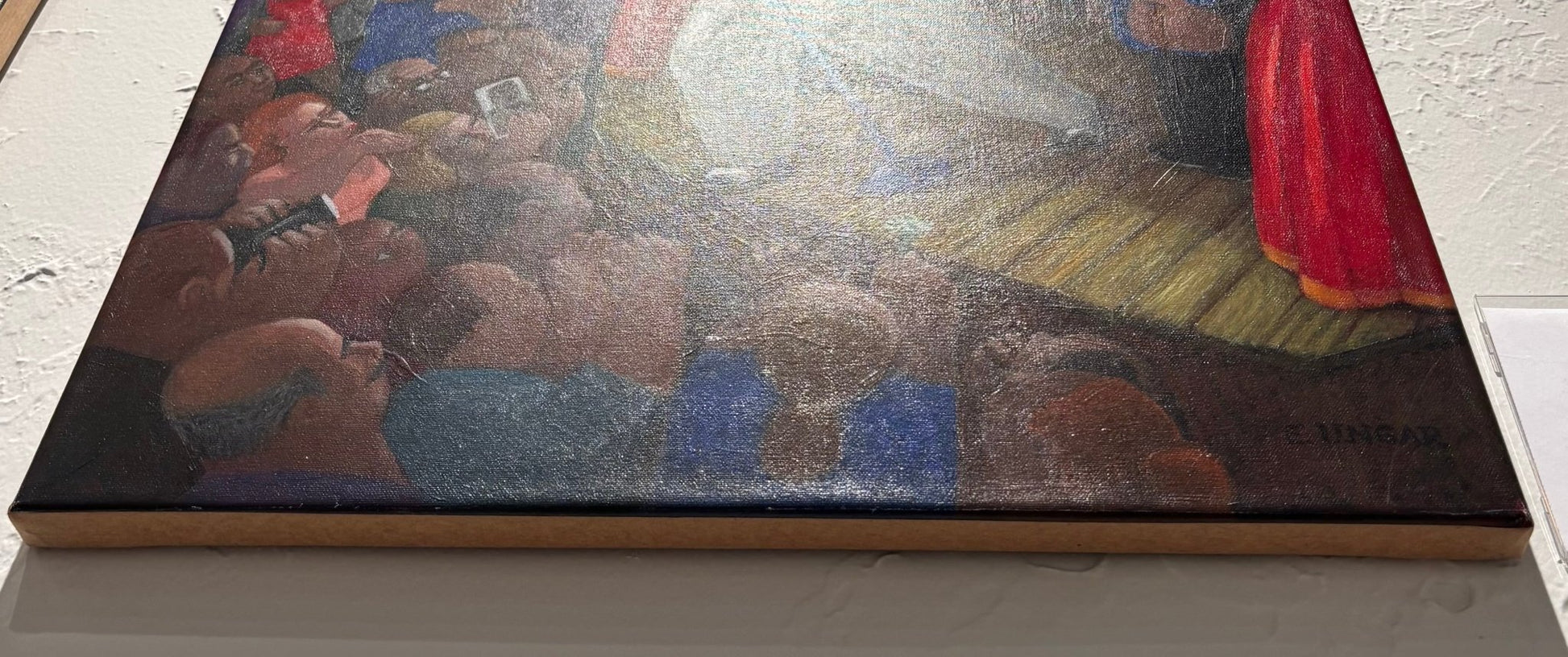 Original Painting "The Singer" by Eduardo Ungar 16.1"x16.1" - ThePopUp Art Gallery