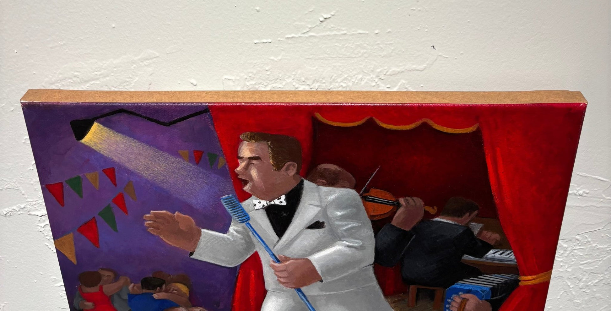 Original Painting "The Singer" by Eduardo Ungar 16.1"x16.1" - ThePopUp Art Gallery