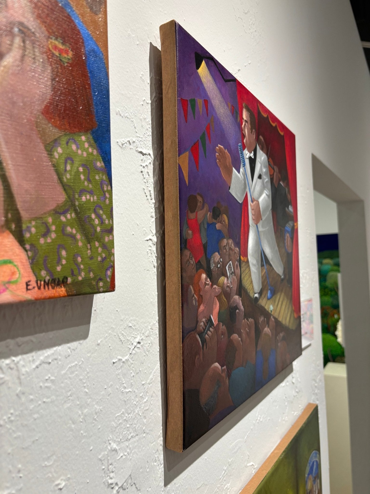 Original Painting "The Singer" by Eduardo Ungar 16.1"x16.1" - ThePopUp Art Gallery