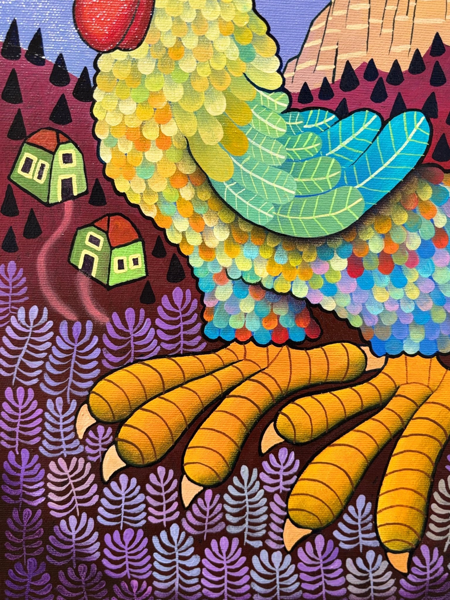 Original Painting "Rooster In the Alps" by Guido Vedovato 15.7" x 11.8" - ThePopUp Art Gallery