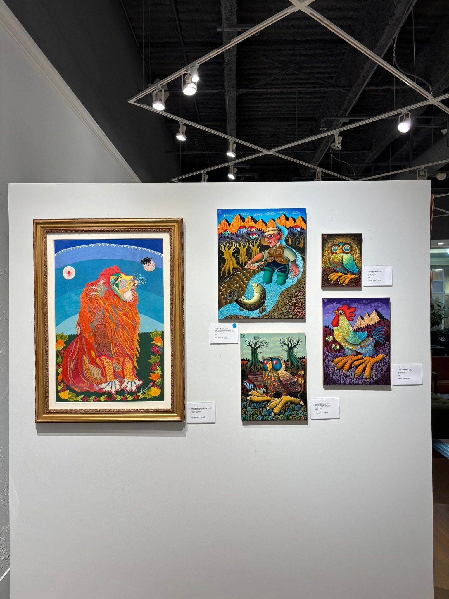 Original Painting "Trout Fishing in Dolomites" by Guido Vedovato 19 3/4" x 15 3/4" - ThePopUp Art Gallery