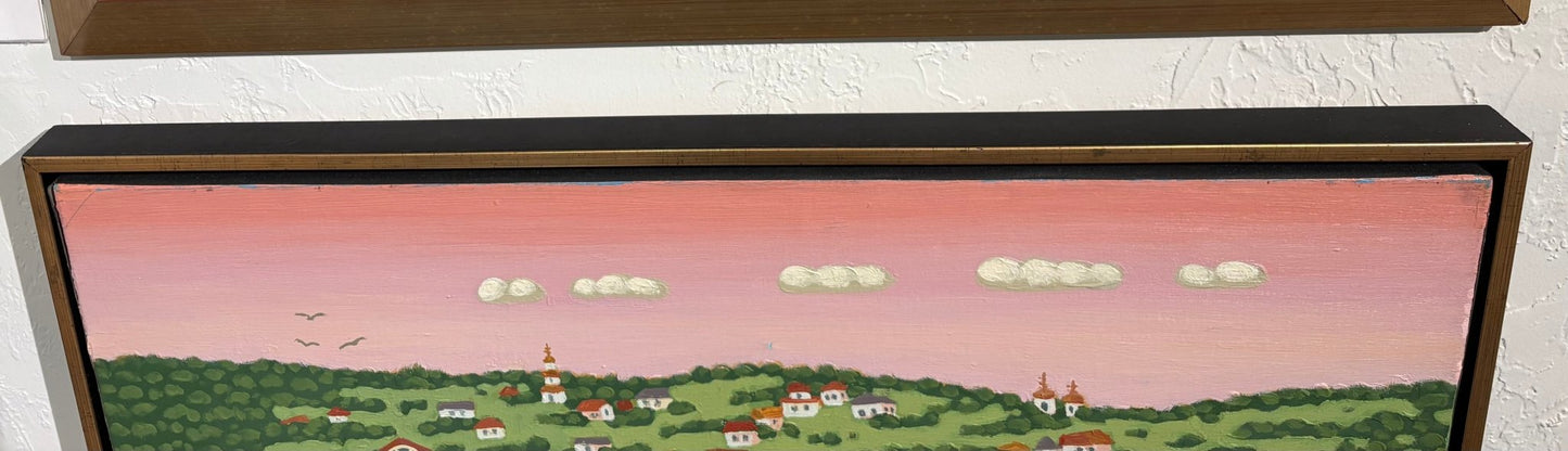 Original painting "Bridge Over the Oka River" by Valeriy Parachod 19.7" x 27.6" - ThePopUp Art Gallery