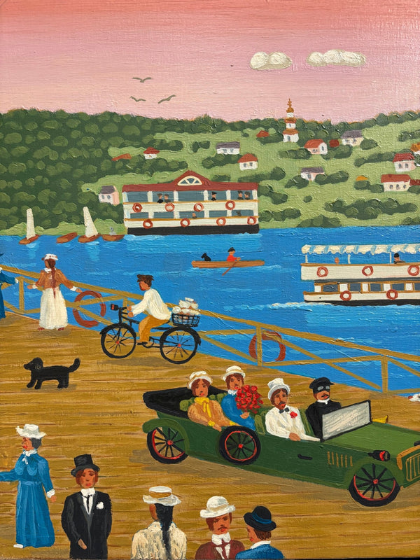 Original painting "Bridge Over the Oka River" by Valeriy Parachod 19.7" x 27.6" - ThePopUp Art Gallery