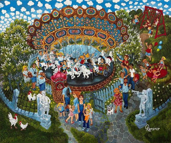 Original Painting "Carosel" by Olga Kerzner 19 3/4" x 23 5/8" - ThePopUp Art Gallery