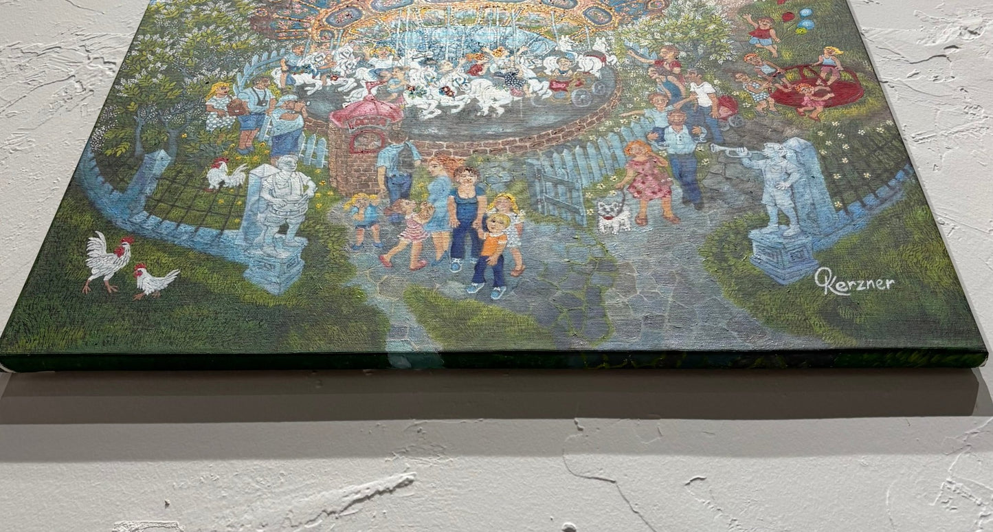 Original Painting "Carosel" by Olga Kerzner 19 3/4" x 23 5/8" - ThePopUp Art Gallery