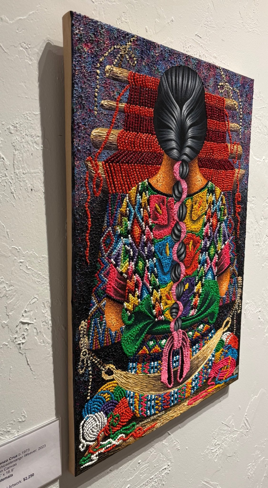 Original Painting "Chichicastenango Weaver" by Lorenzo Cruz 24.8” x 16.9” - ThePopUp Art Gallery
