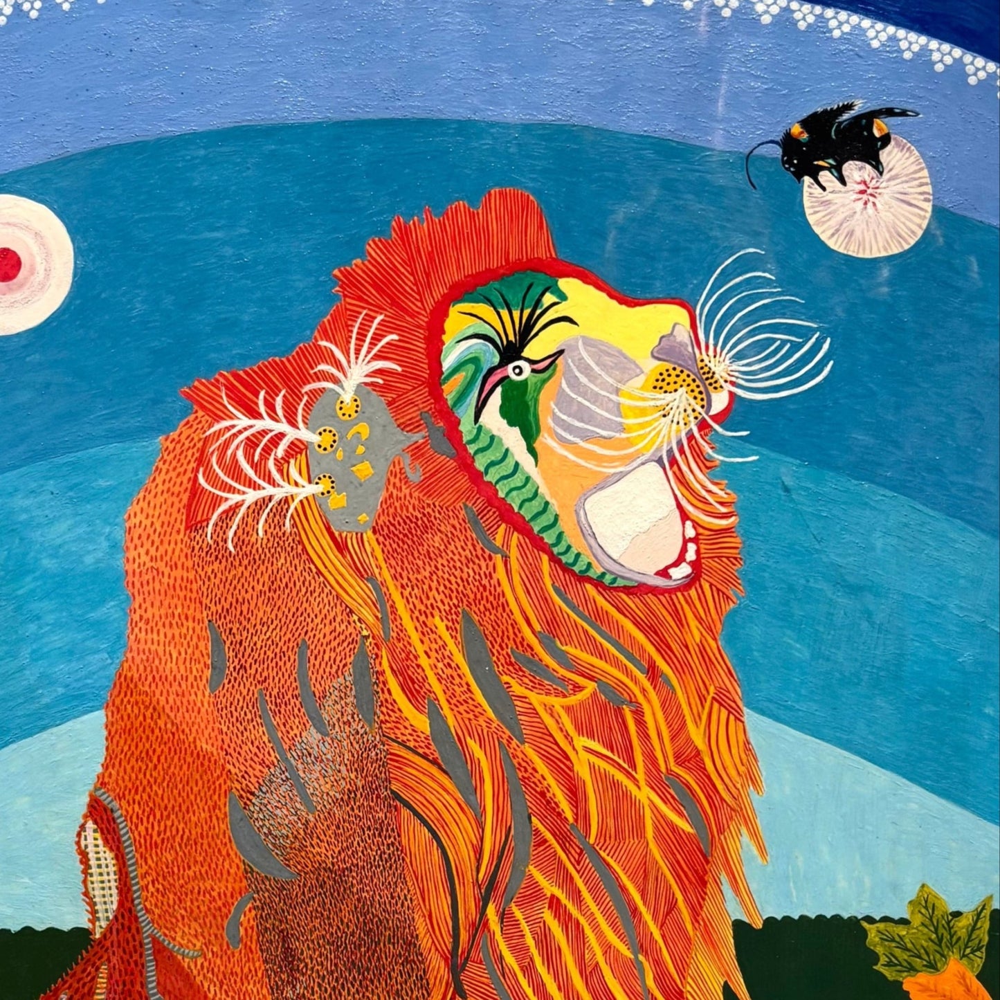 Original Painting "The Playful Lion" by Tatiana Dmitriyevna Elenok 27.6" x 19.7" - ThePopUp Art Gallery