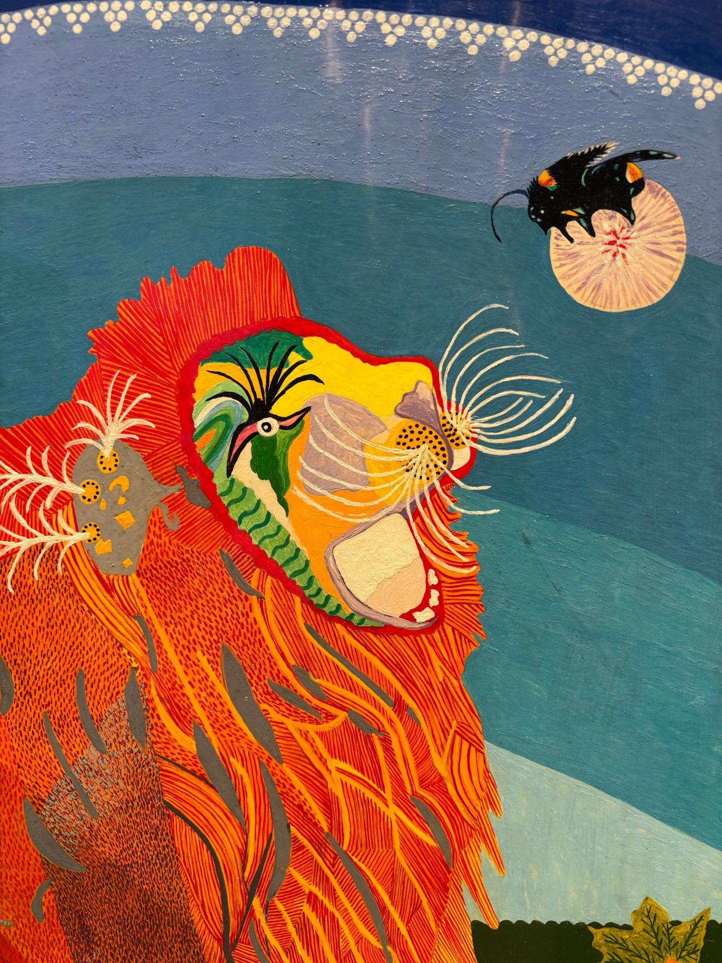 Original Painting "The Playful Lion" by Tatiana Dmitriyevna Elenok 27.6" x 19.7" - ThePopUp Art Gallery