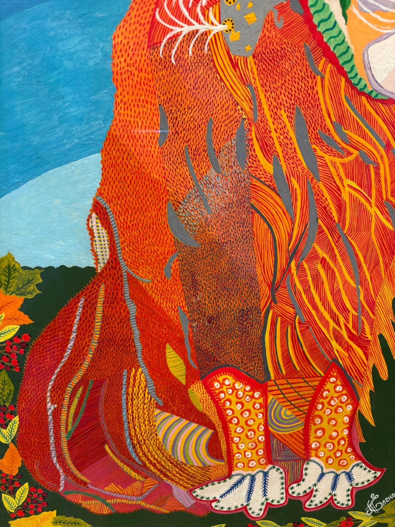 Original Painting "The Playful Lion" by Tatiana Dmitriyevna Elenok 27.6" x 19.7" - ThePopUp Art Gallery