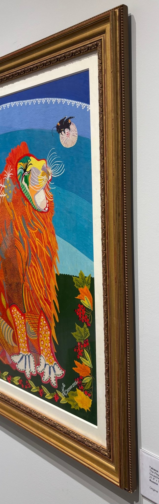 Original Painting "The Playful Lion" by Tatiana Dmitriyevna Elenok 27.6" x 19.7" - ThePopUp Art Gallery